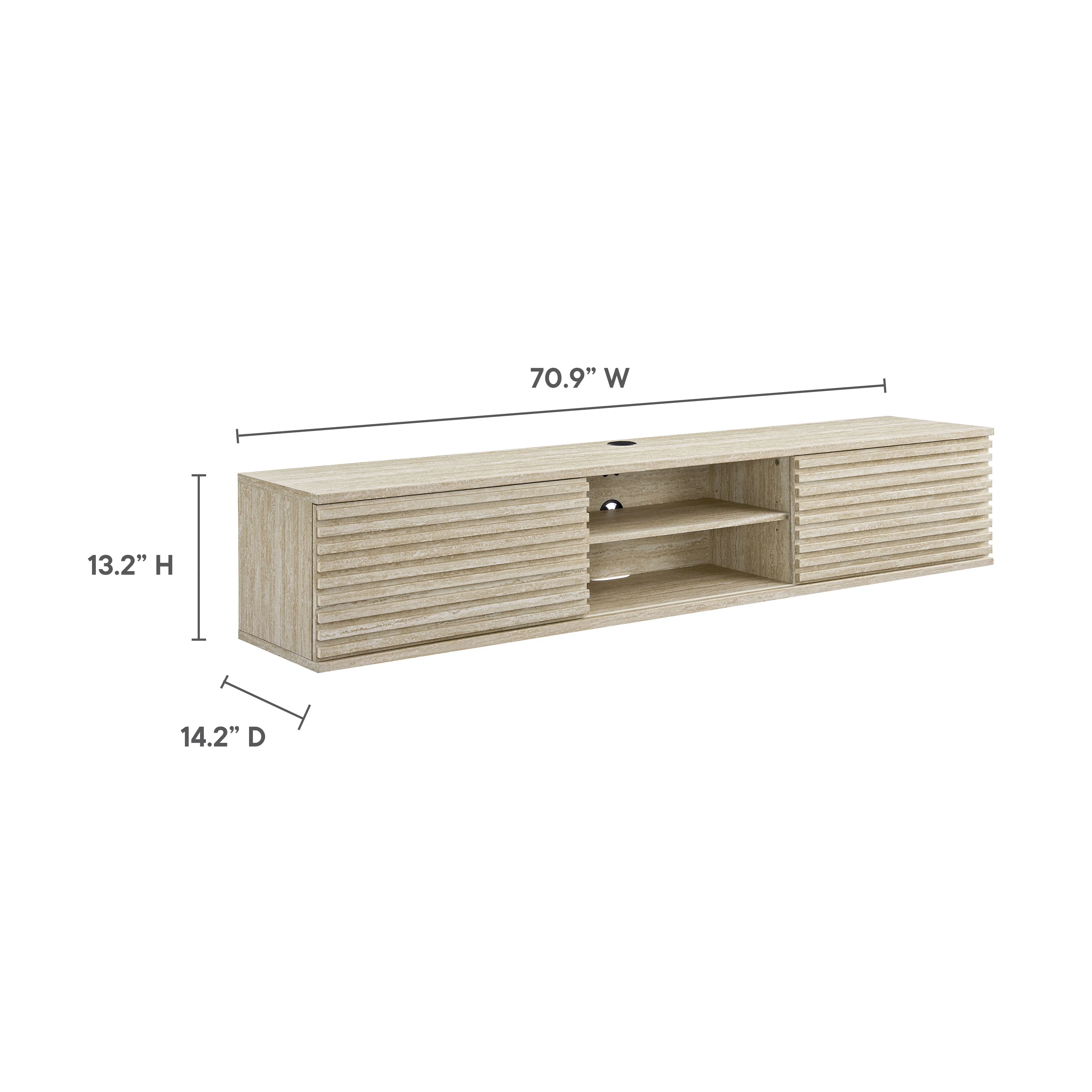 Render 70" Faux Travertine Wall-Mount Media Console TV Stand by Modway - Image 9