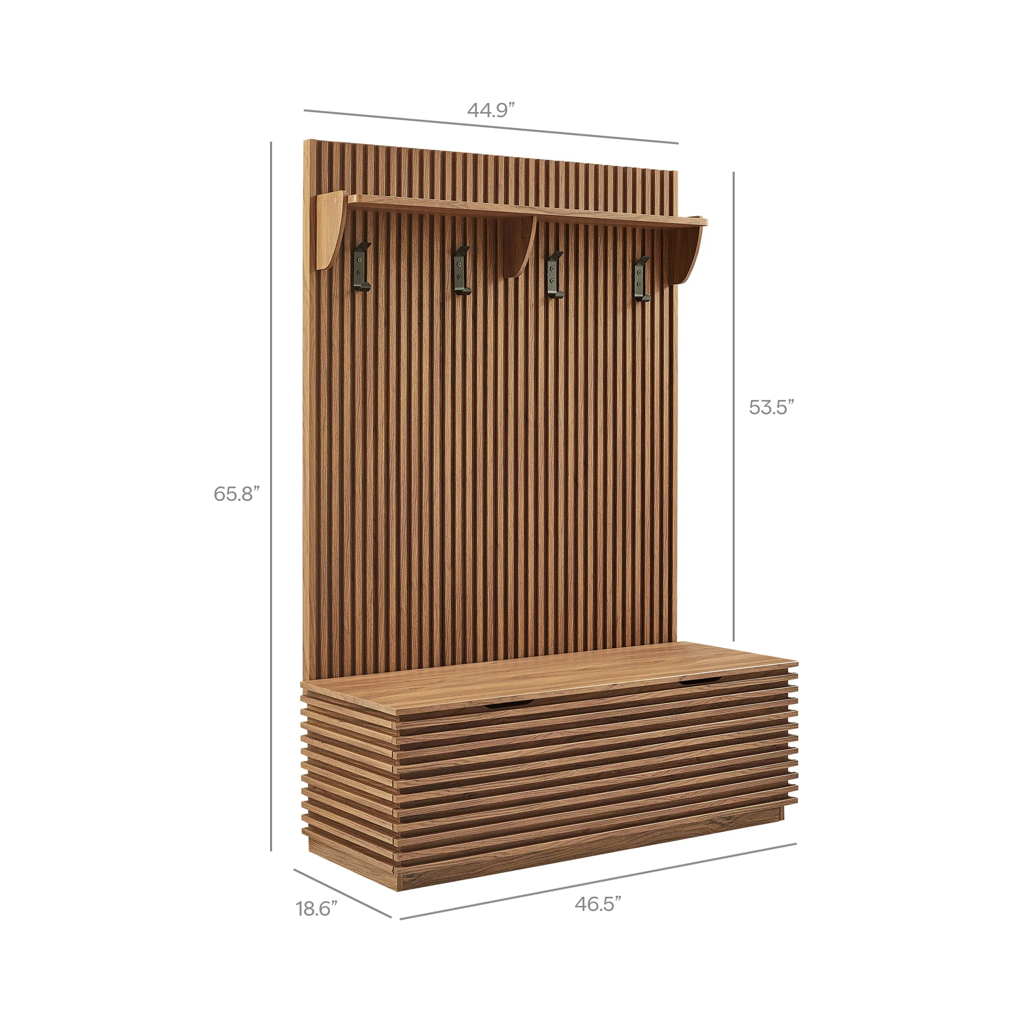 Render Fluted 3-in-1 Hall Tree With Storage Bench and Coat Rack by Modway - Image 16