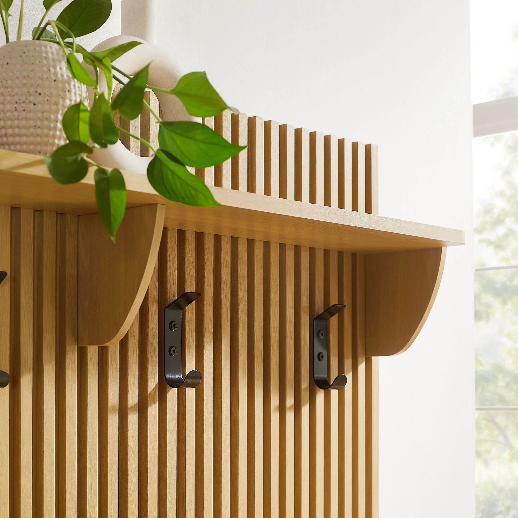 Render Fluted 3-in-1 Hall Tree With Storage Bench and Coat Rack by Modway - Image 5