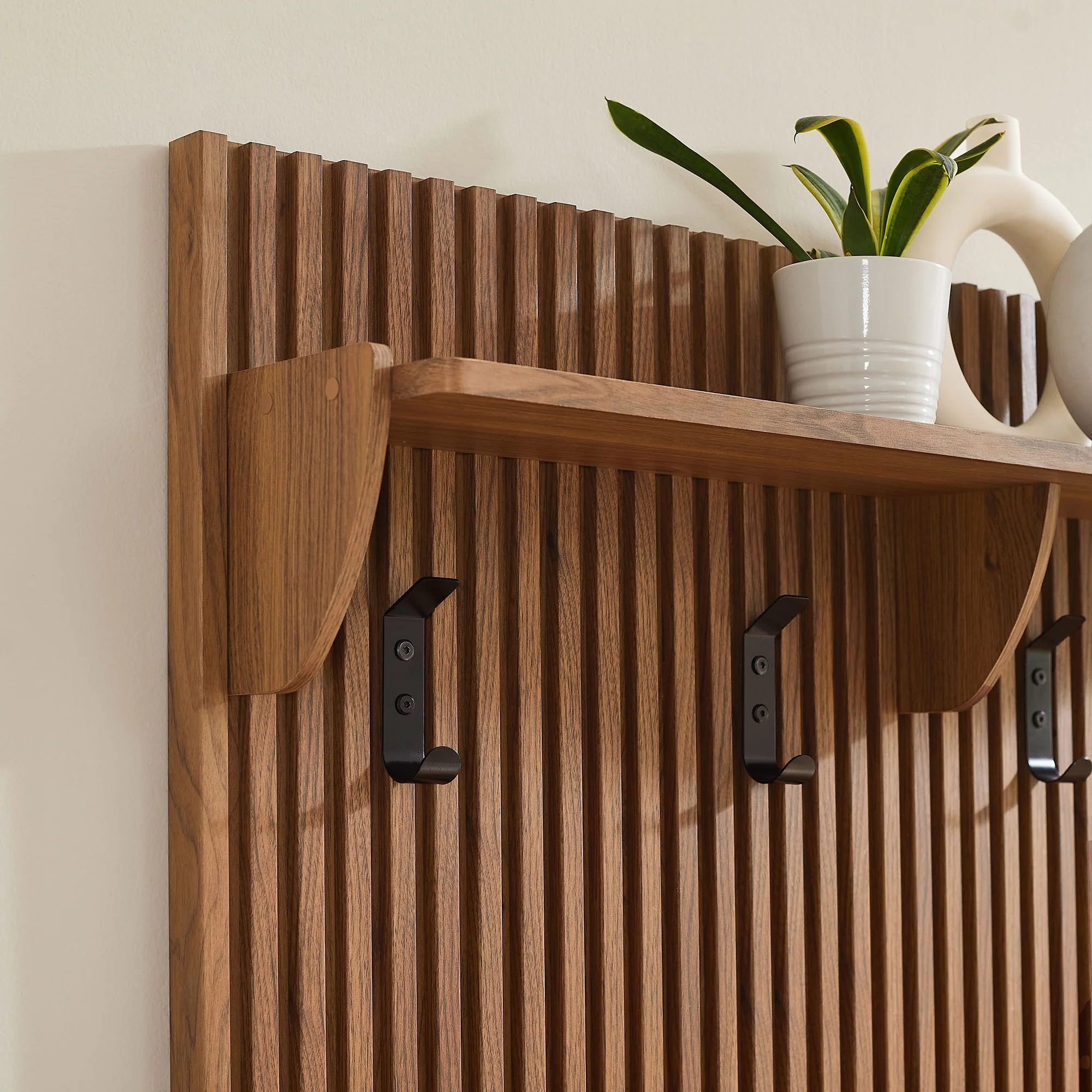 Render Fluted Coat Rack Panel With Shelf by Modway - Image 13