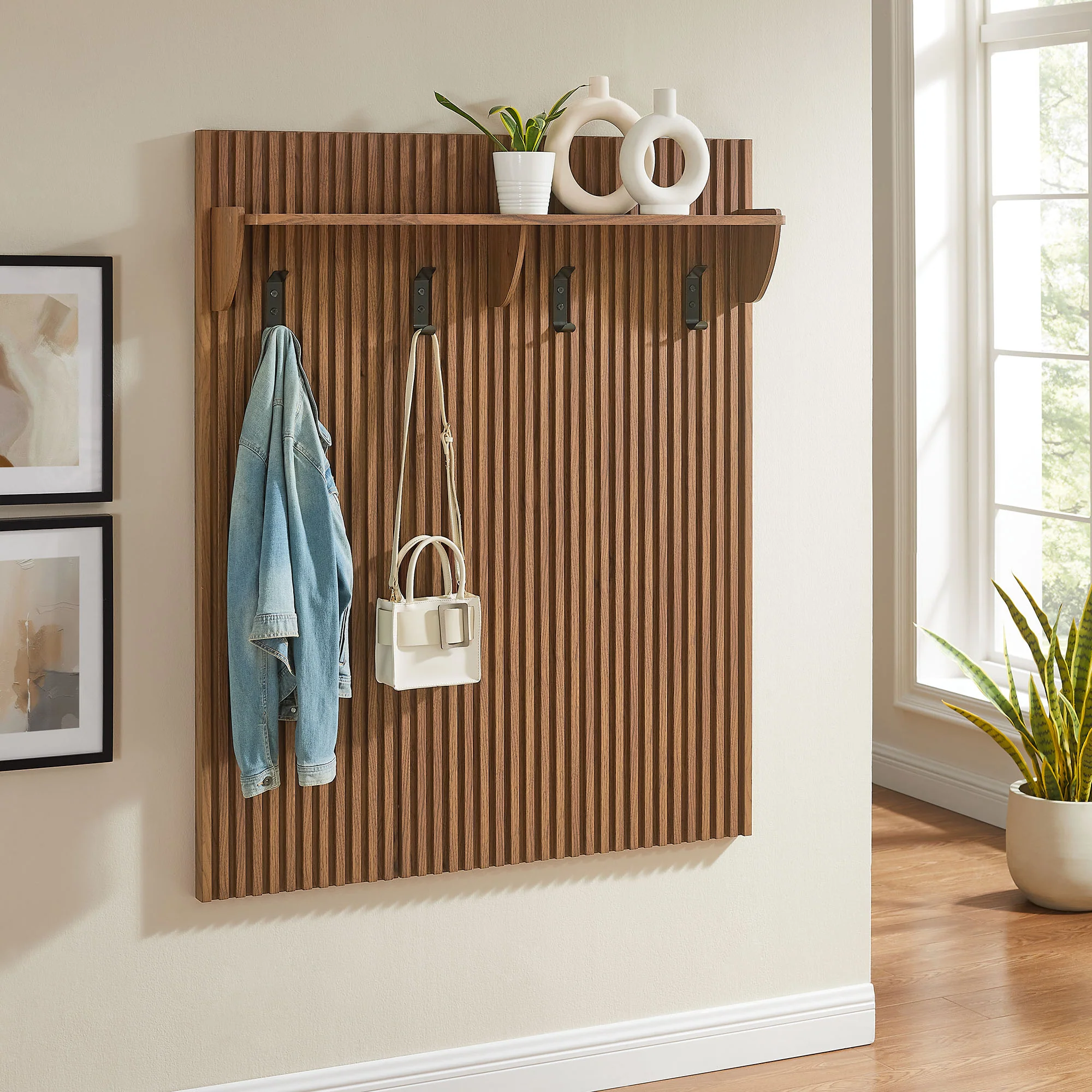 Render Fluted Coat Rack Panel With Shelf by Modway - Image 14