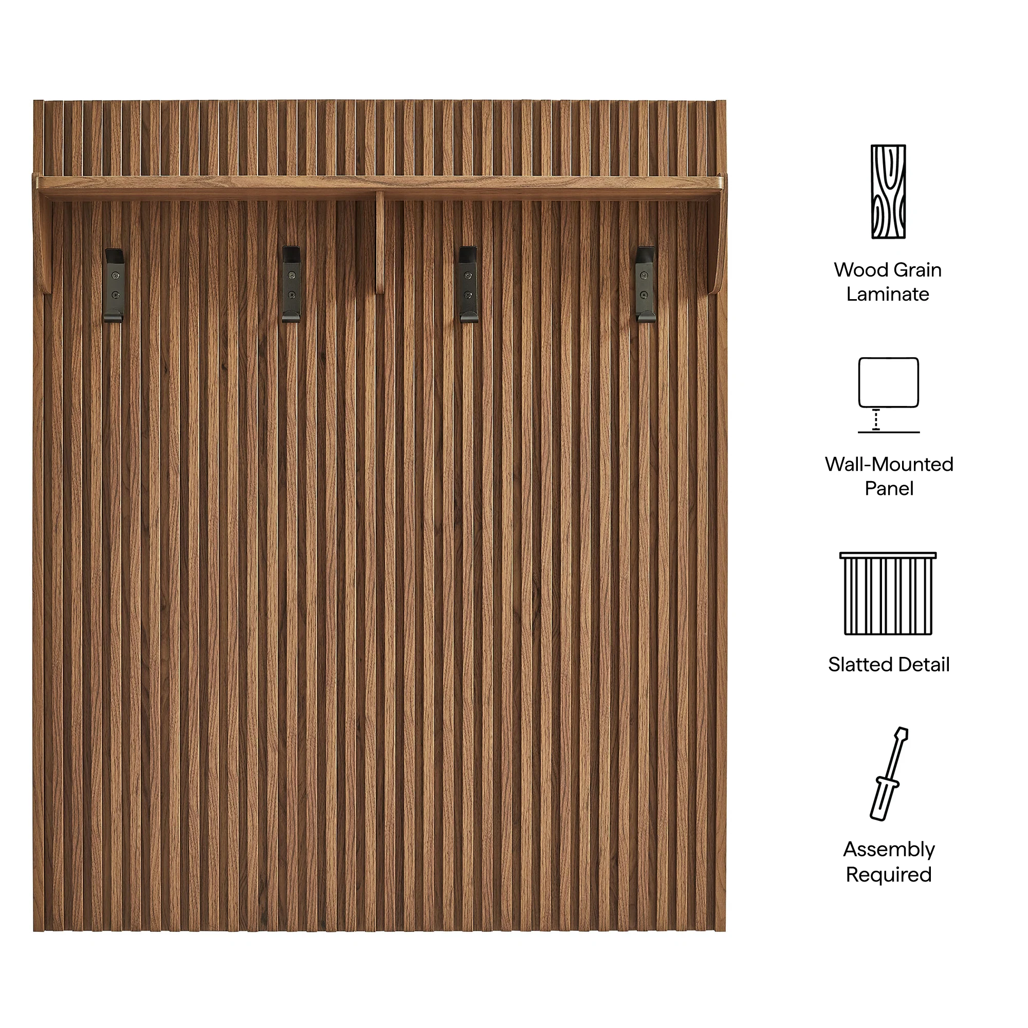Render Fluted Coat Rack Panel With Shelf by Modway - Image 15