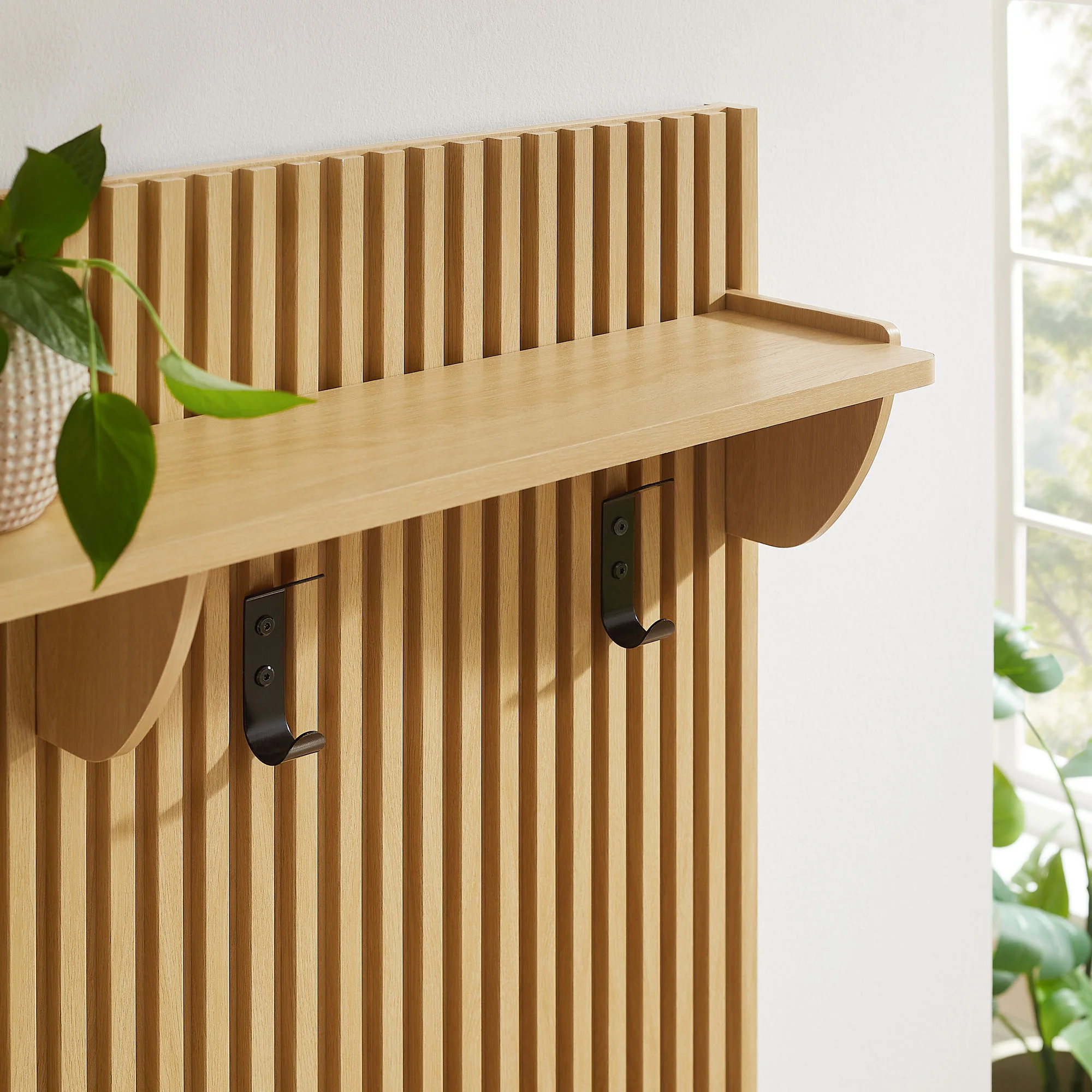 Render Fluted Coat Rack Panel With Shelf by Modway - Image 6