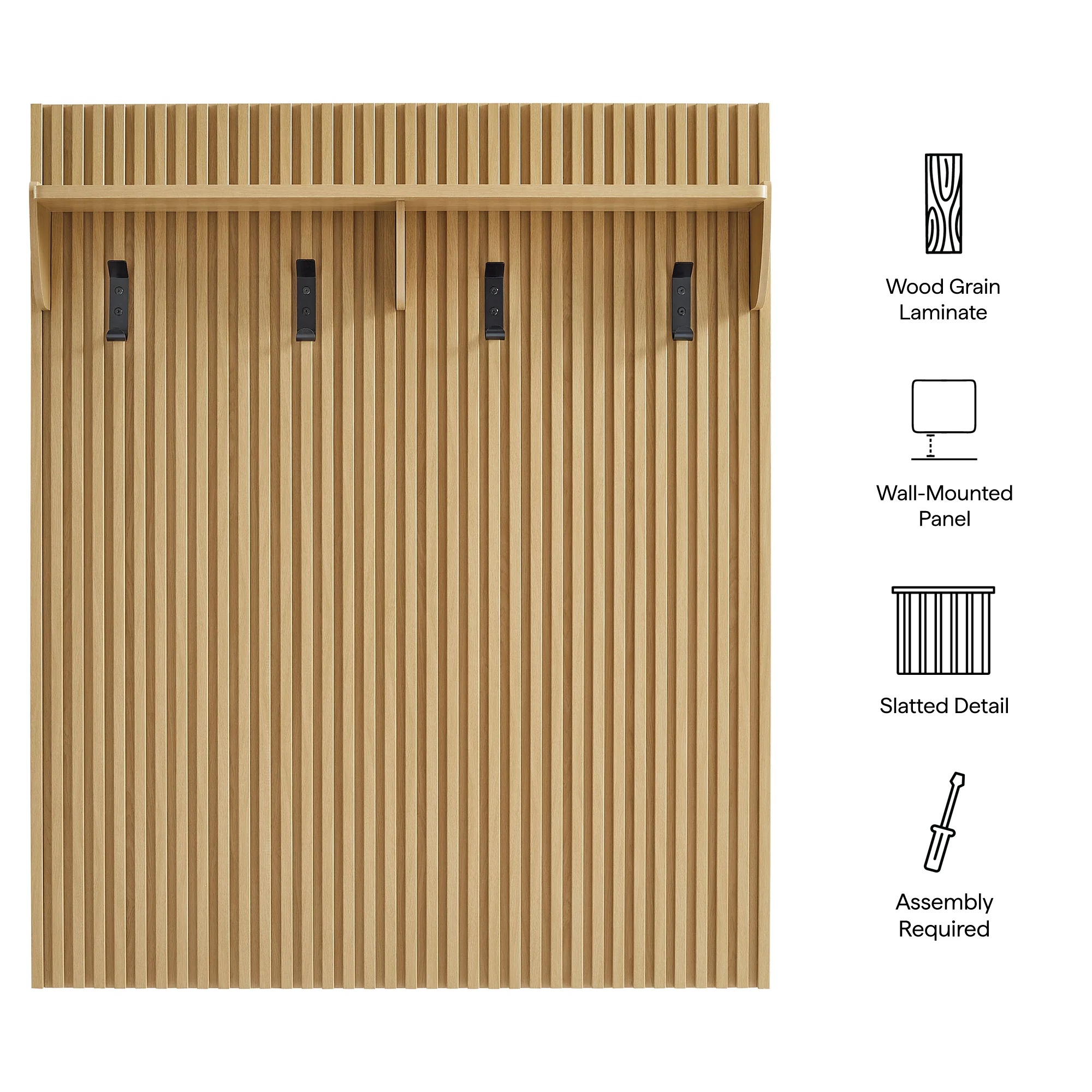 Render Fluted Coat Rack Panel With Shelf by Modway - Image 7