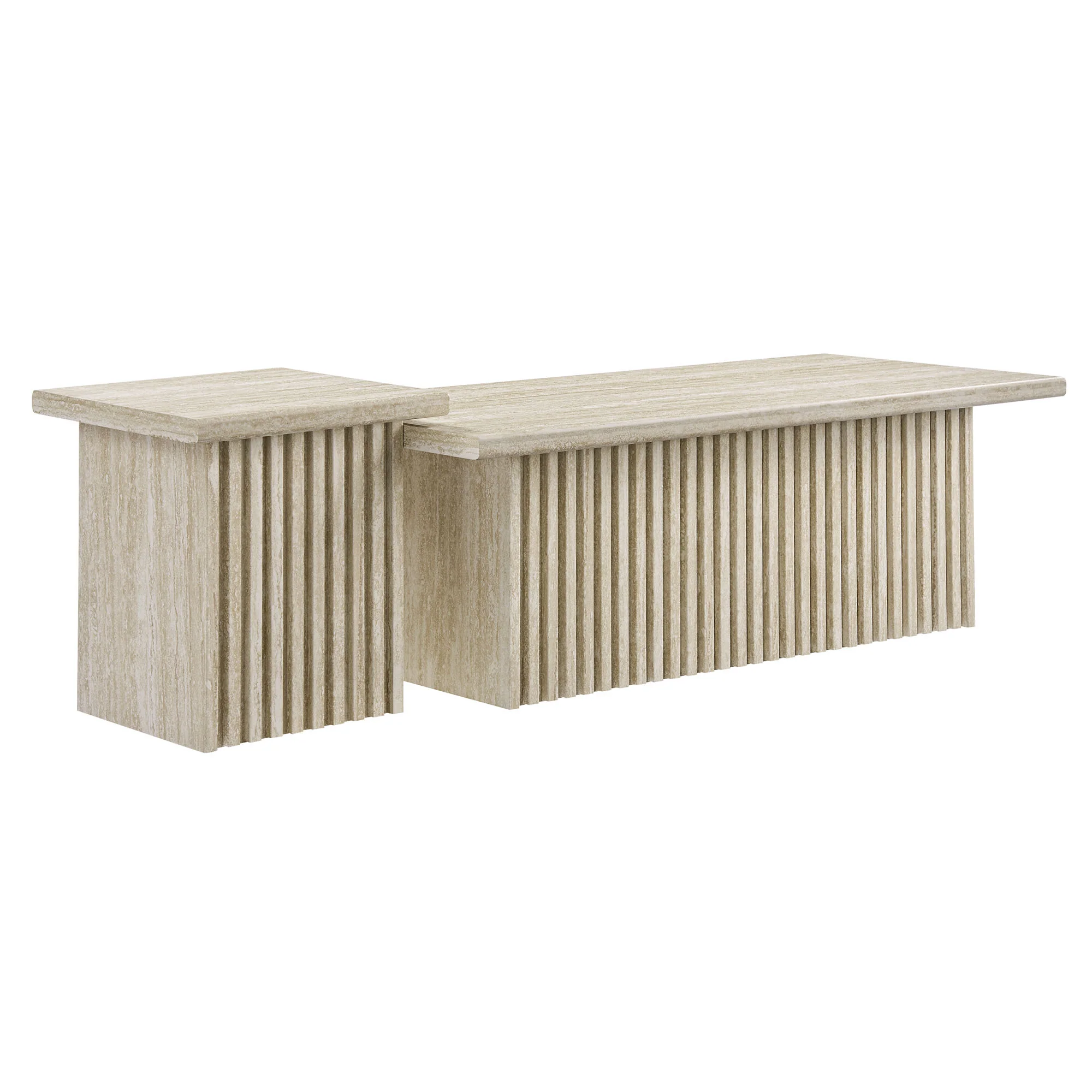 Render Nesting Faux Travertine Coffee Tables Set of 2 by Modway - Image 2