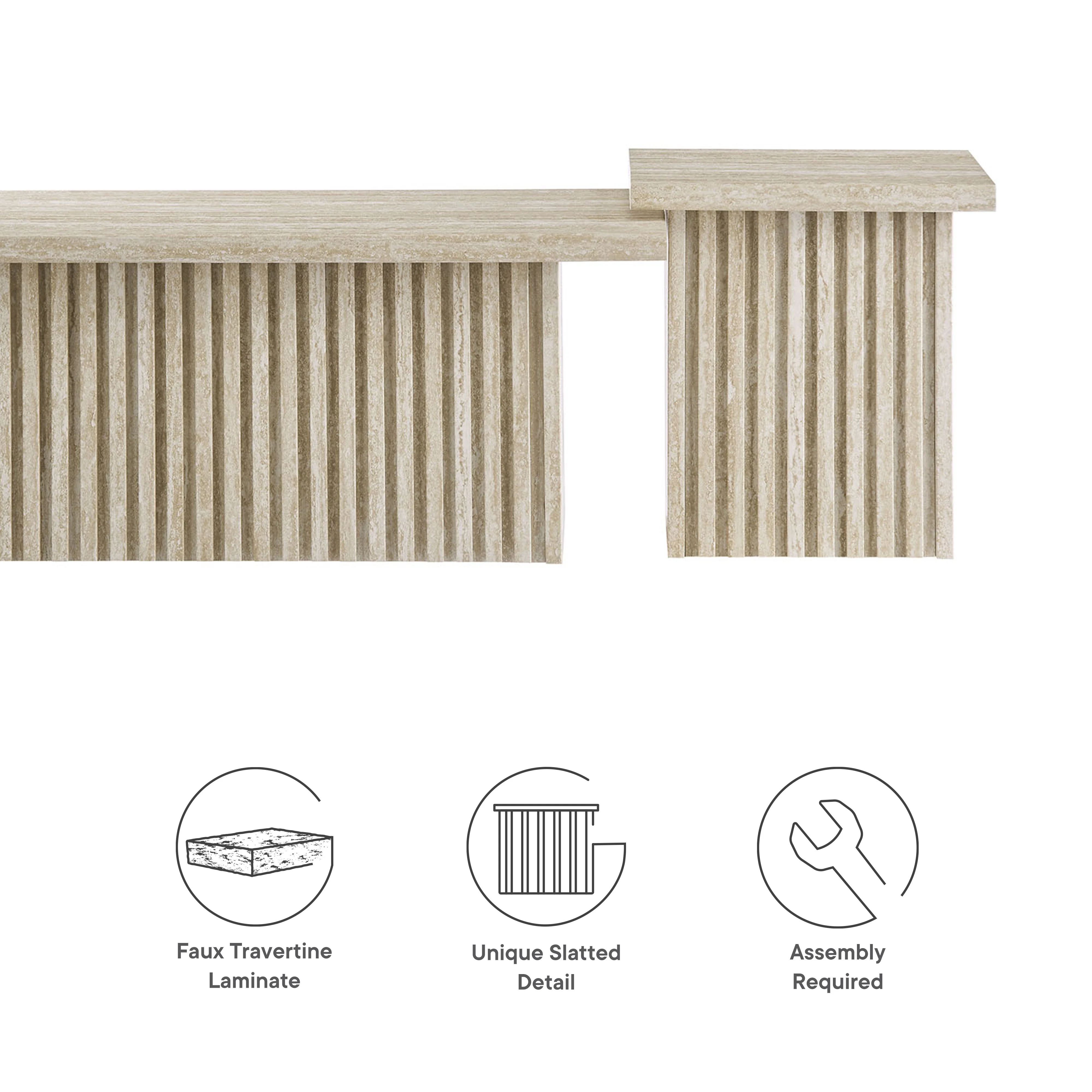 Render Nesting Faux Travertine Coffee Tables Set of 2 by Modway - Image 7