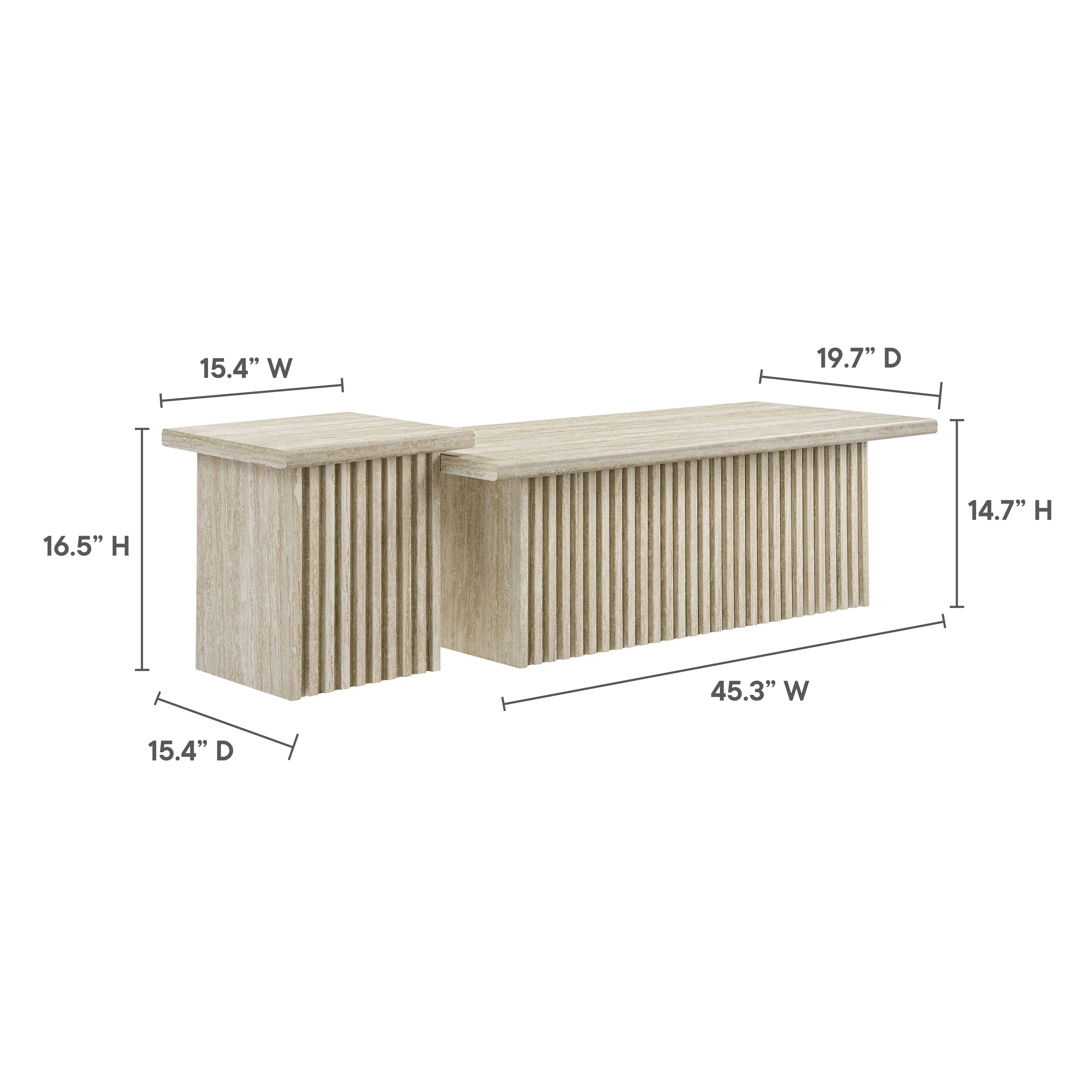 Render Nesting Faux Travertine Coffee Tables Set of 2 by Modway - Image 8