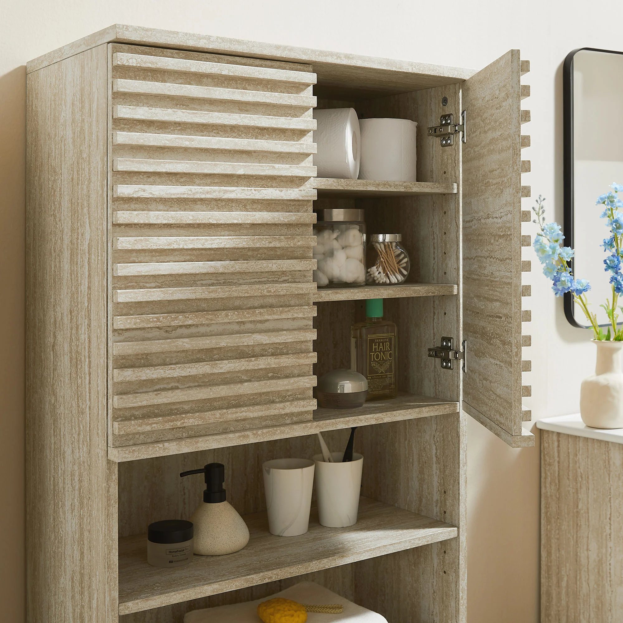 Render Tall Faux Travertine Linen Storage Cabinet by Modway - Image 7