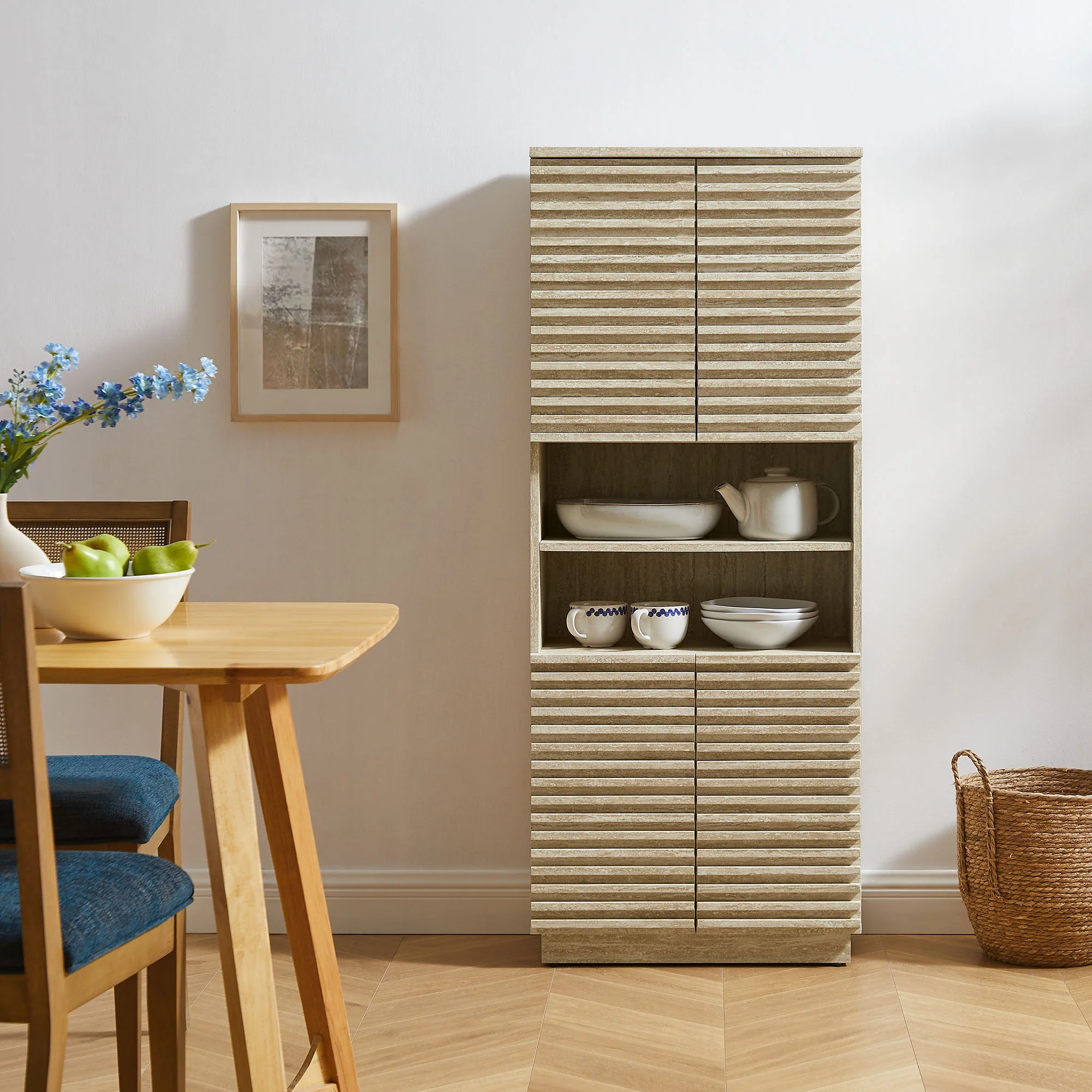Render Tall Faux Travertine Linen Storage Cabinet by Modway - Image 8