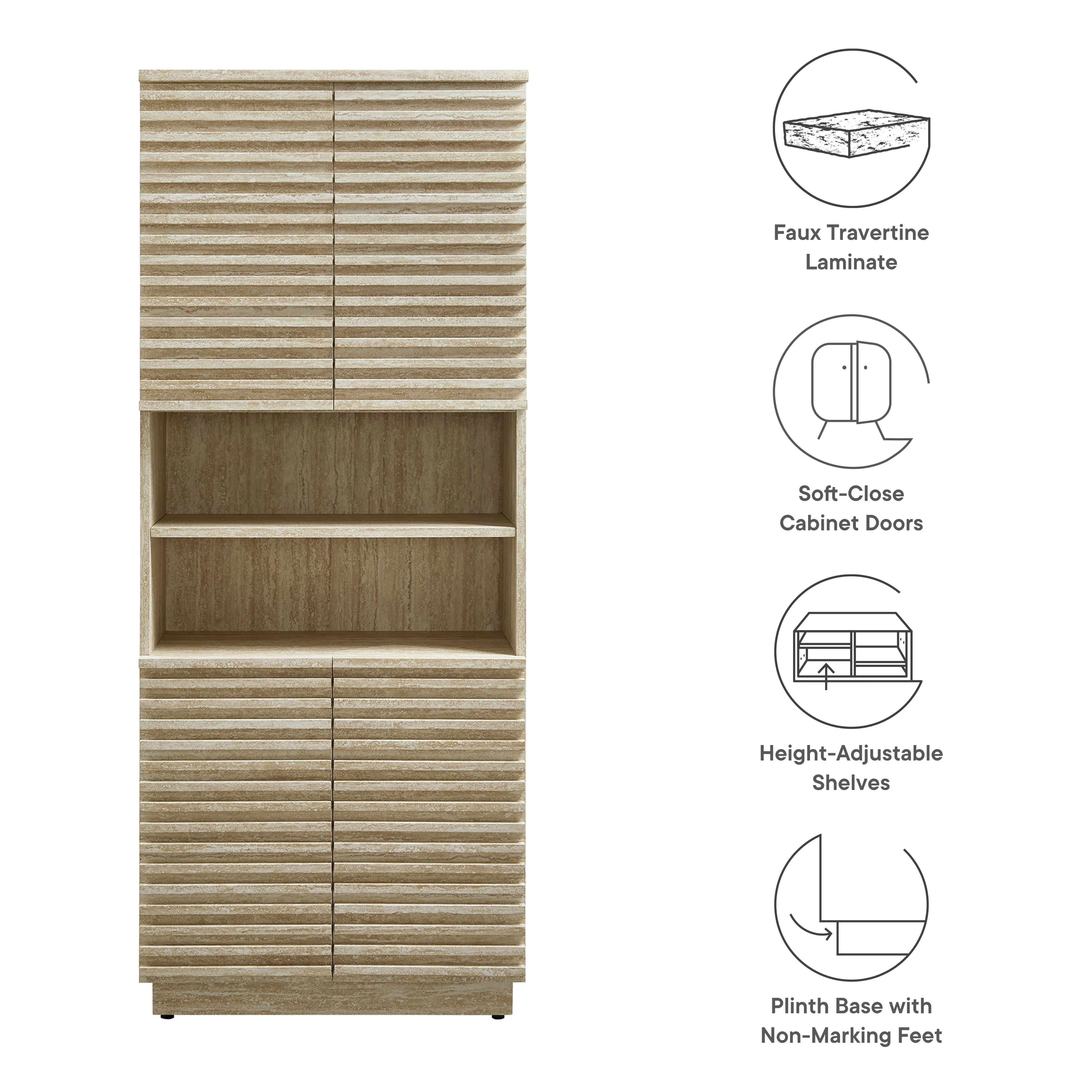 Render Tall Faux Travertine Linen Storage Cabinet by Modway - Image 9