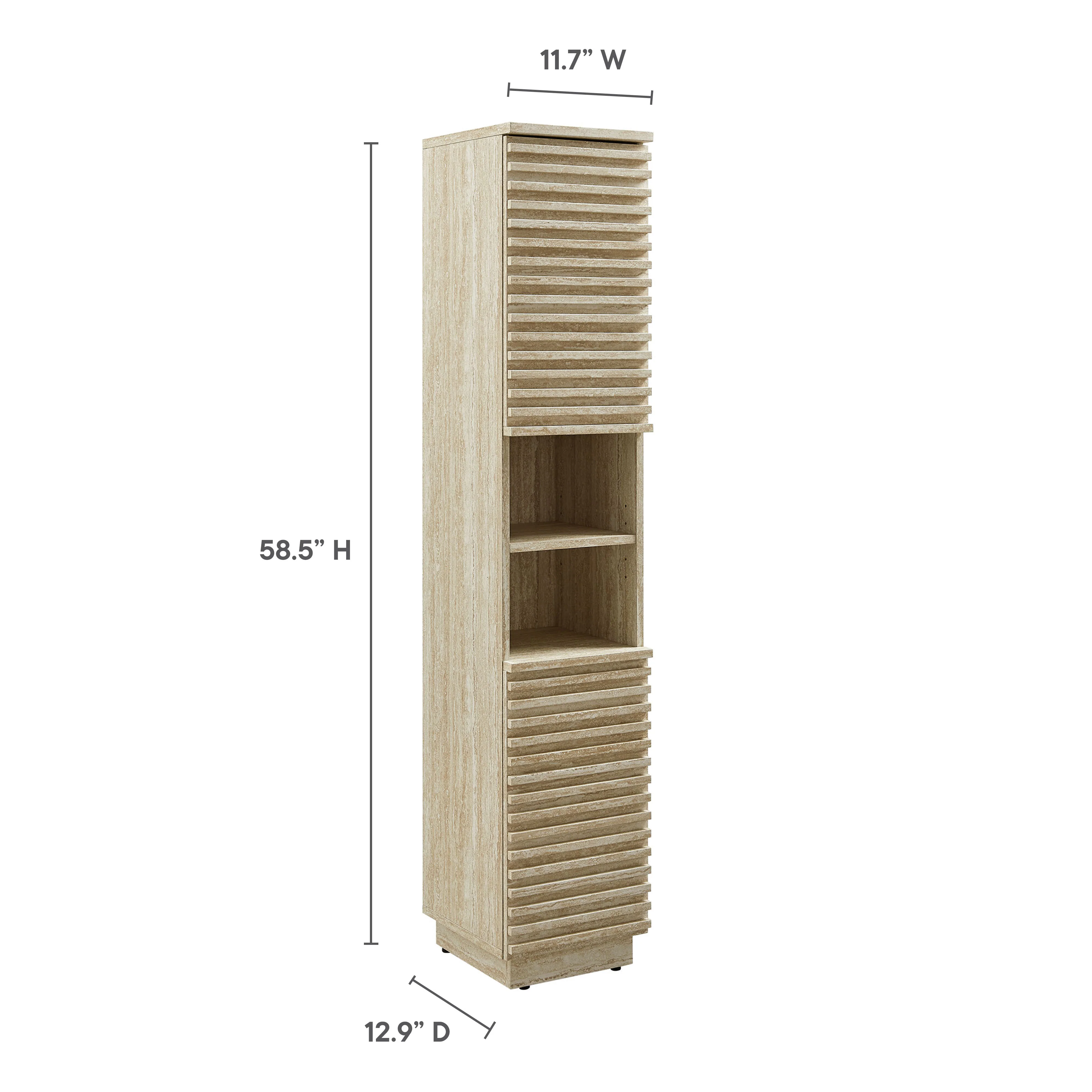 Render Tall Narrow Faux Travertine Linen Storage Cabinet by Modway - Image 10