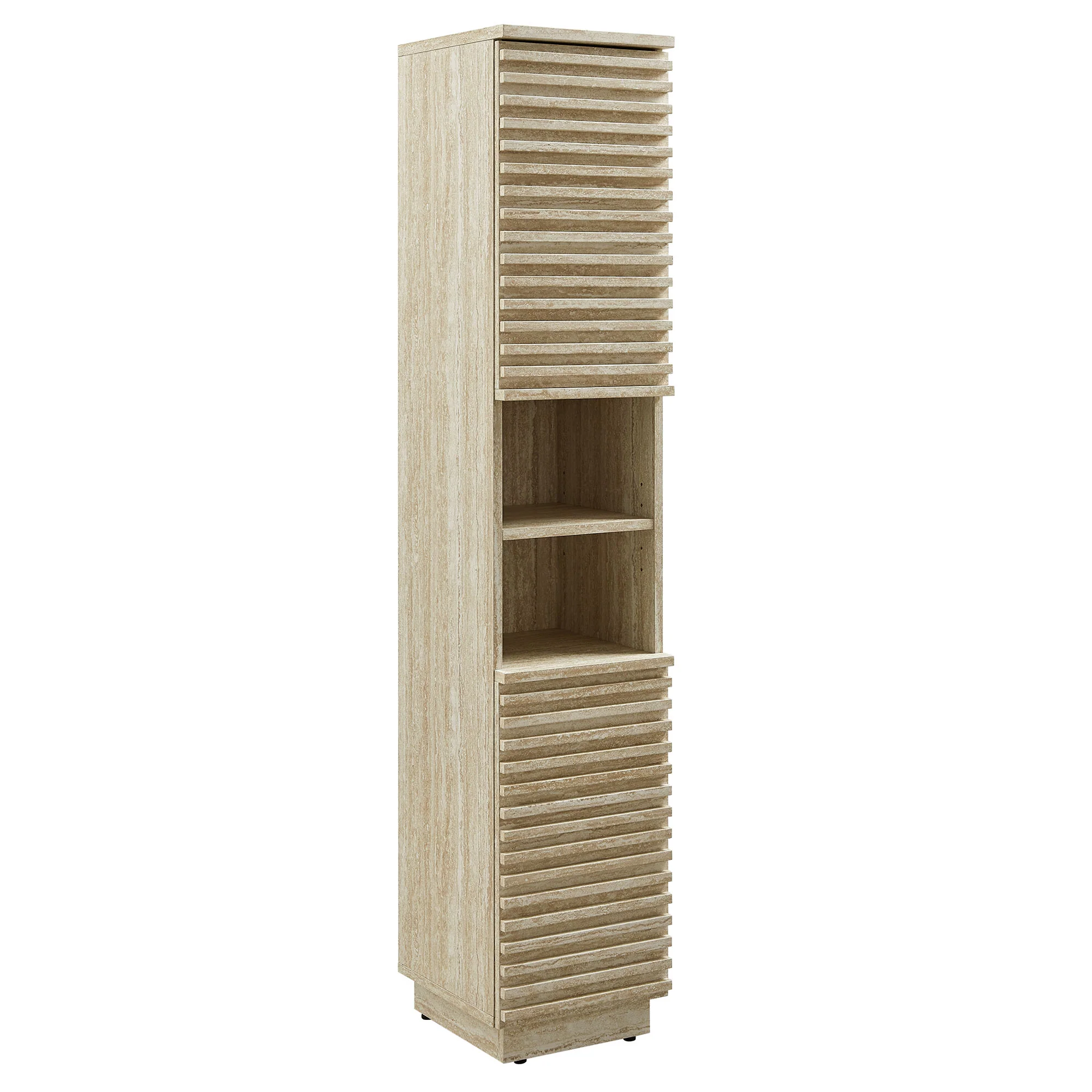 Render Tall Narrow Faux Travertine Linen Storage Cabinet by Modway - Image 2