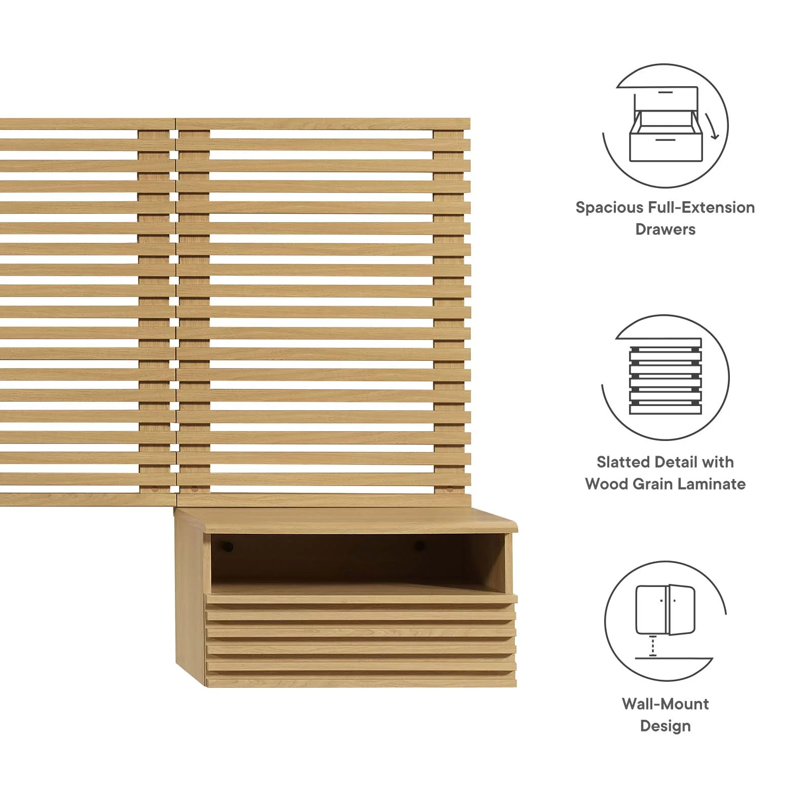 Render Wall Mount King Headboard and Modern Nightstands By Modway - MOD-7117 - Image 12