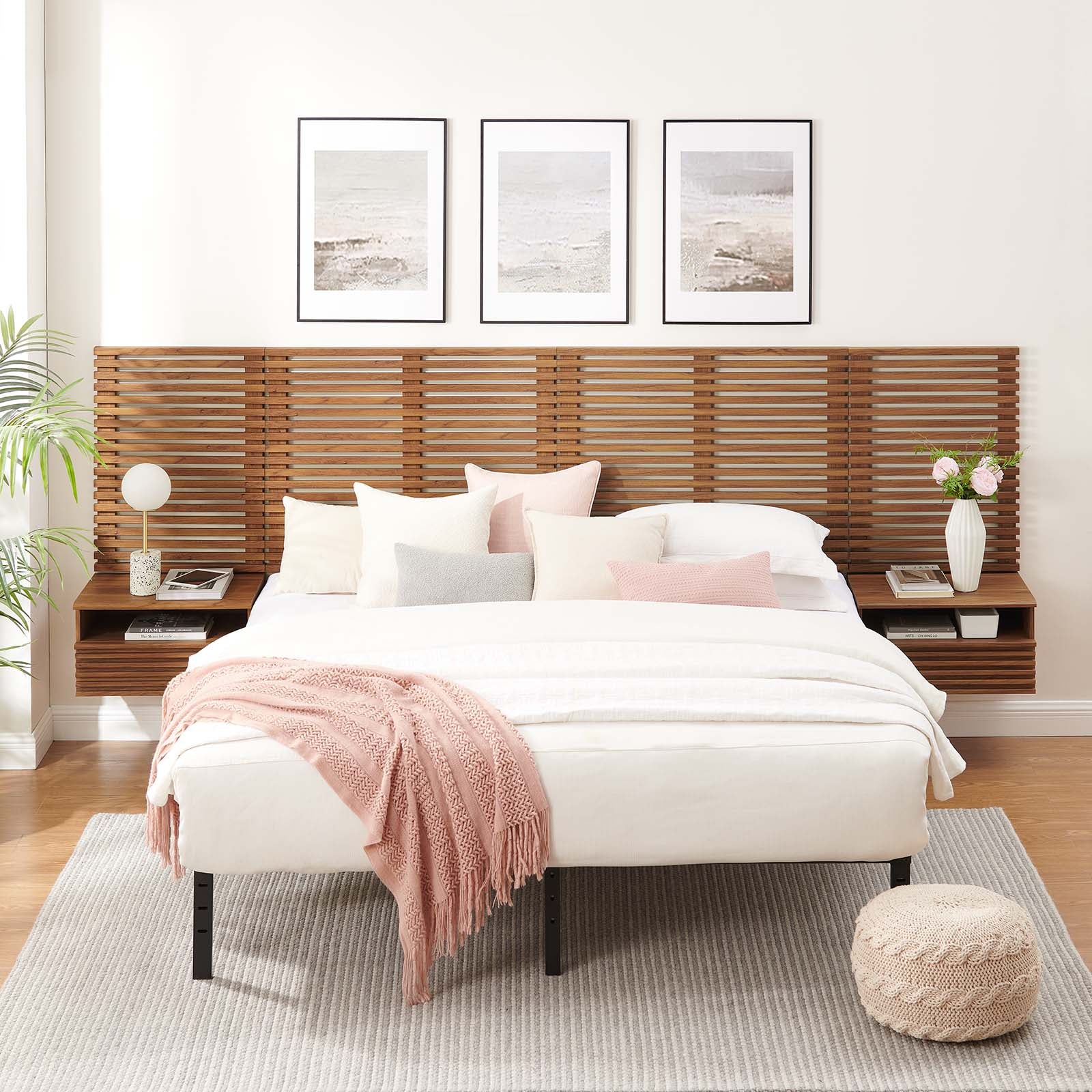 Render Wall Mount King Headboard and Modern Nightstands By Modway - MOD-7117 - Image 15