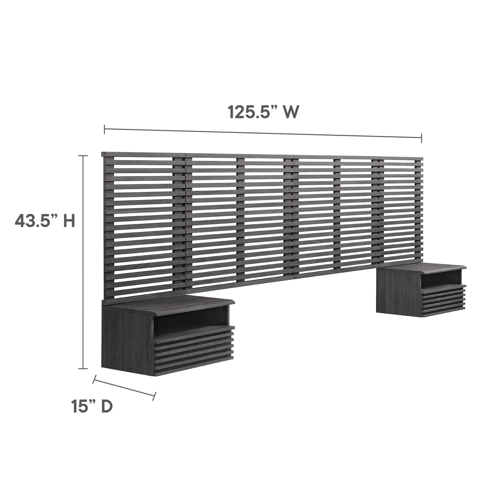 Render Wall Mount King Headboard and Modern Nightstands By Modway - MOD-7117 - Image 6