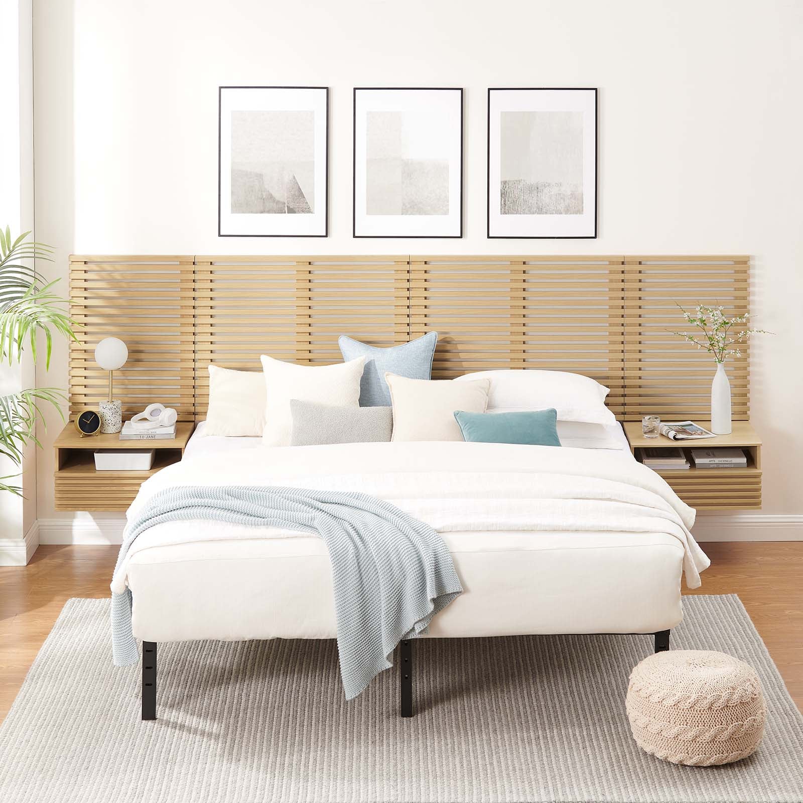 Render Wall Mount King Headboard and Modern Nightstands By Modway - MOD-7117 - Image 8