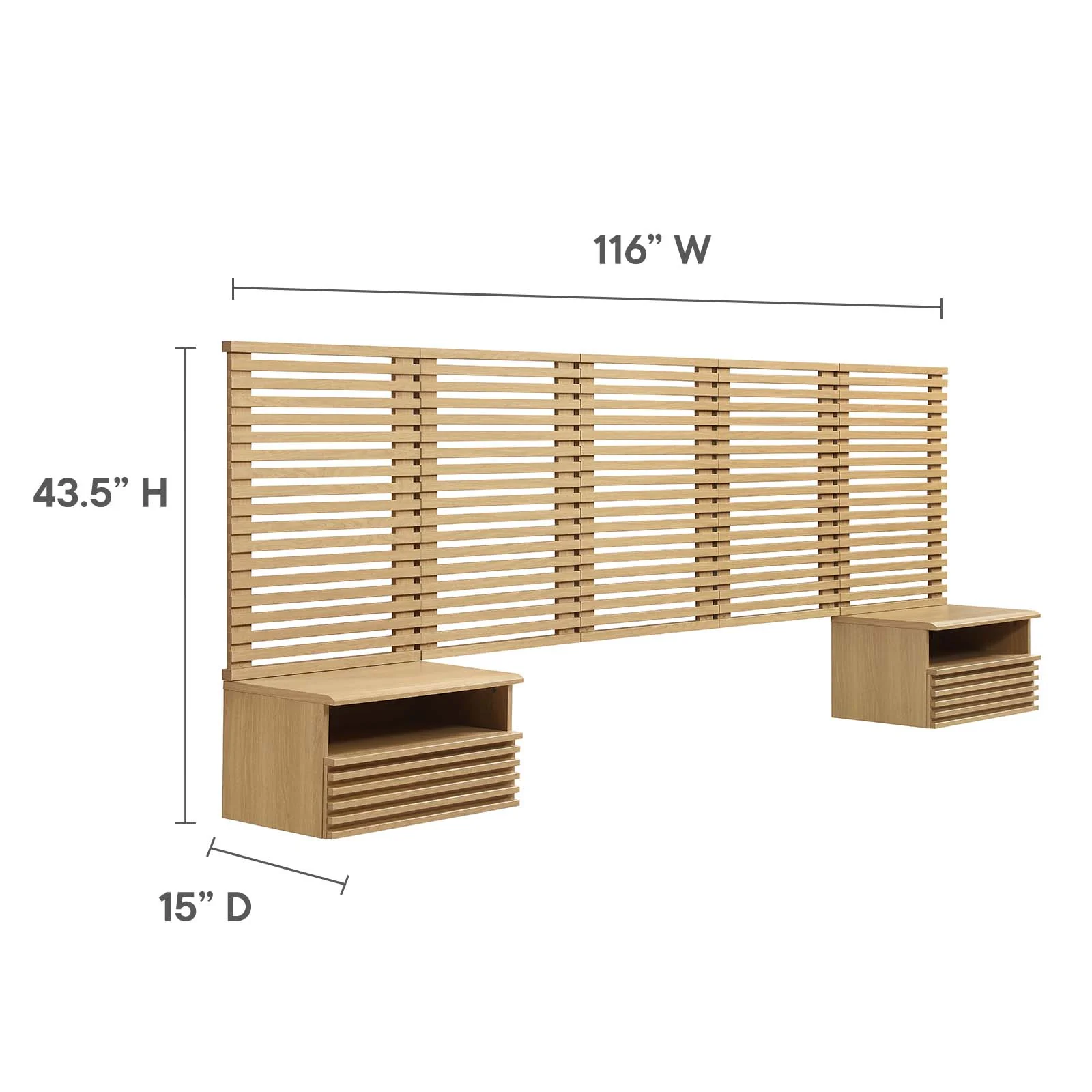 Render Wall Mount Queen Headboard and Modern Nightstands By Modway - MOD-7116 - Image 13