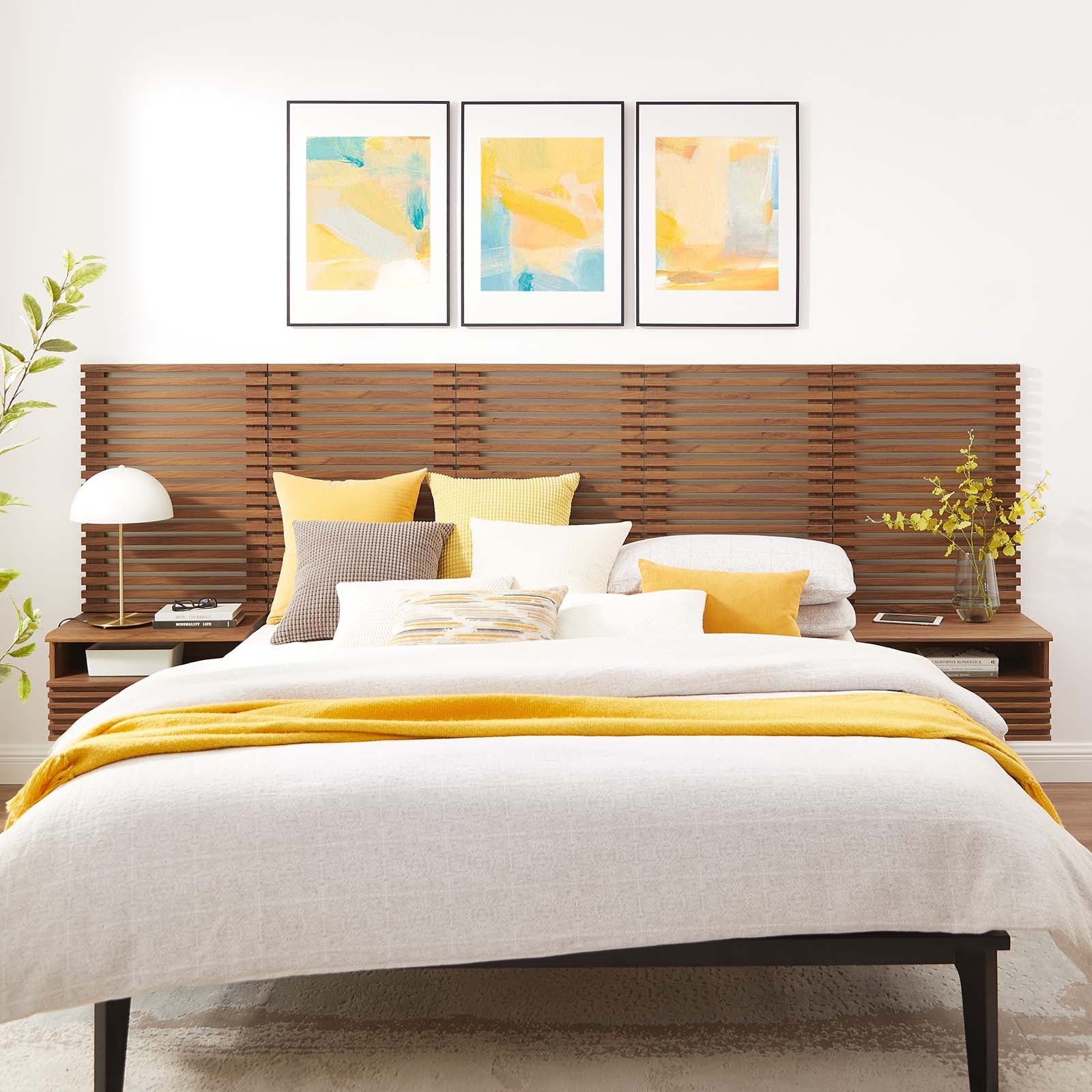 Render Wall Mount Queen Headboard and Modern Nightstands By Modway - MOD-7116 - Image 15