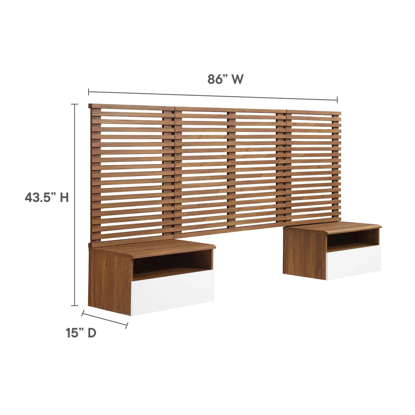 Render Wall Mount Twin Headboard and Modern Nightstands By Modway - MOD-7112 - Image 5