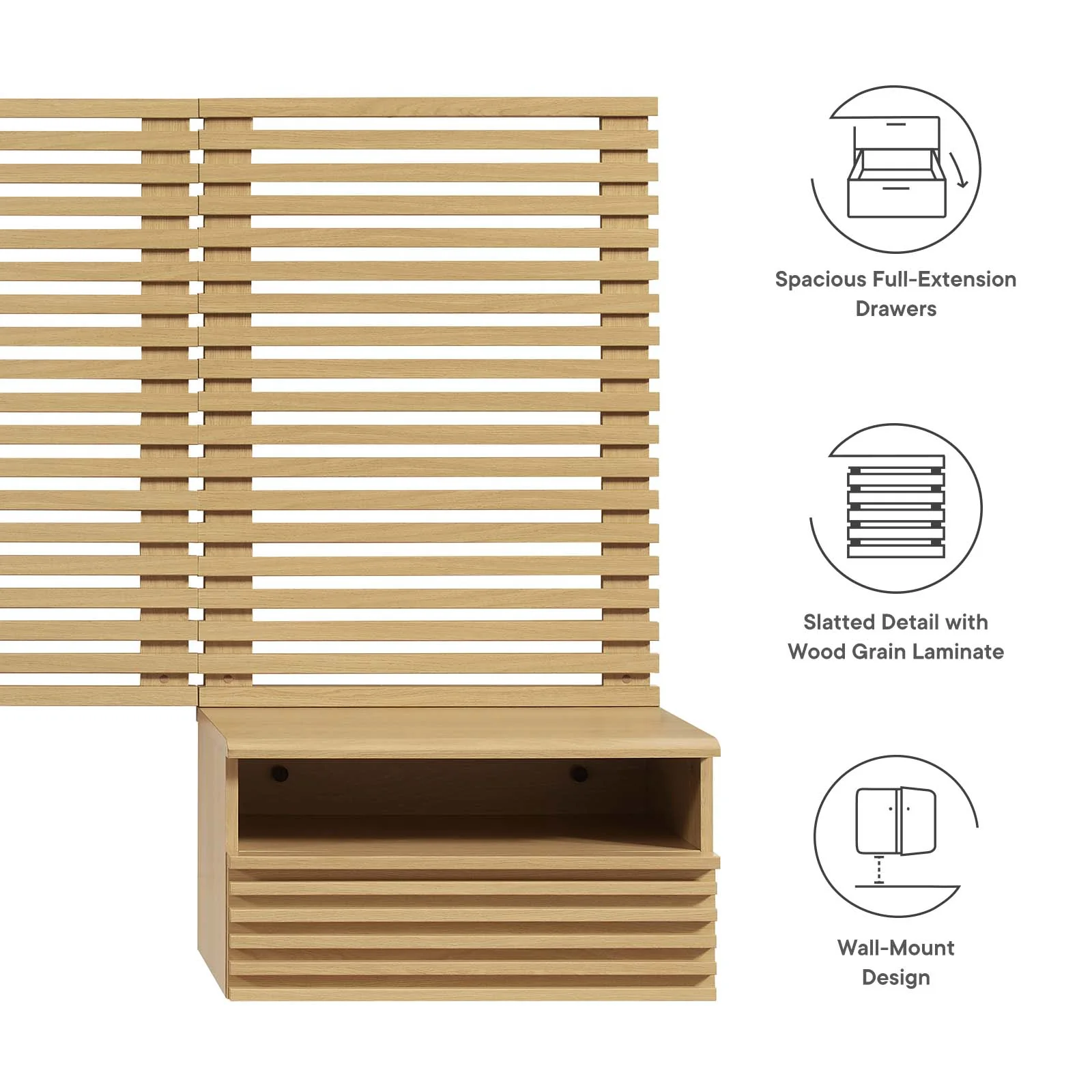 Render Wall Mount Twin Headboard and Modern Nightstands By Modway - MOD-7115 - Image 12