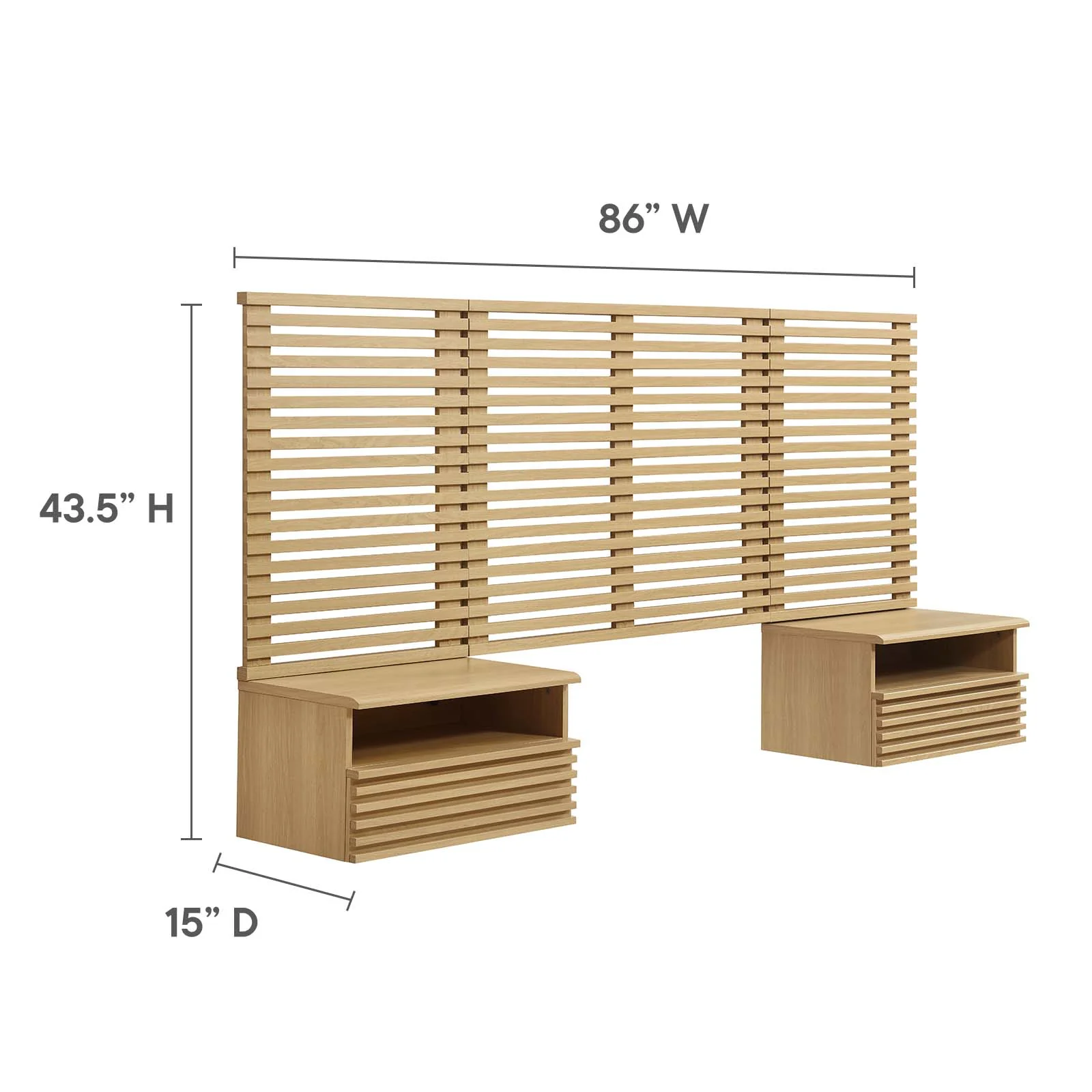 Render Wall Mount Twin Headboard and Modern Nightstands By Modway - MOD-7115 - Image 13