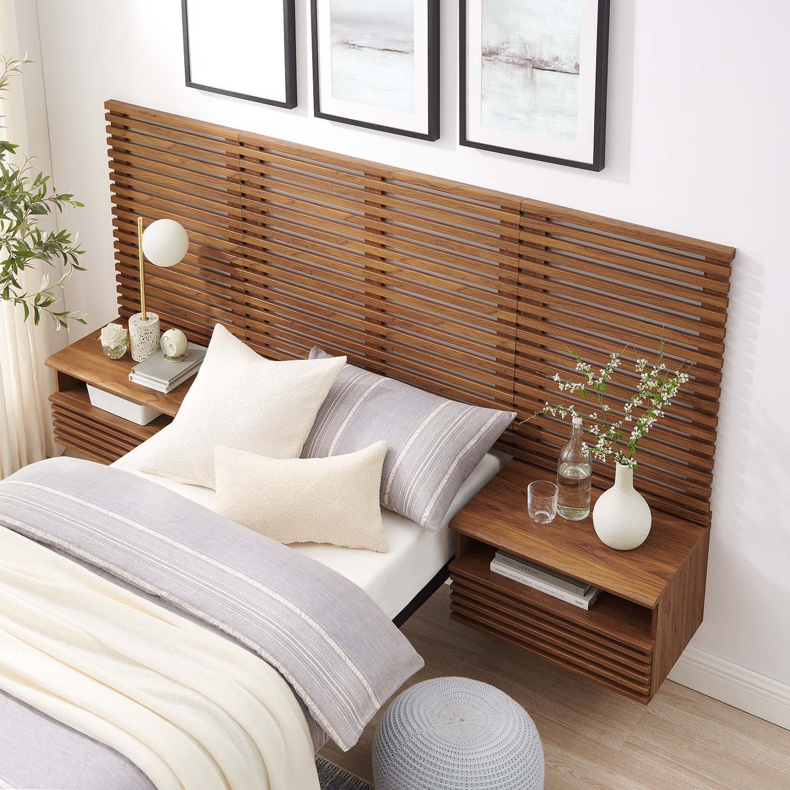 Render Wall Mount Twin Headboard and Modern Nightstands By Modway - MOD-7115 - Image 15