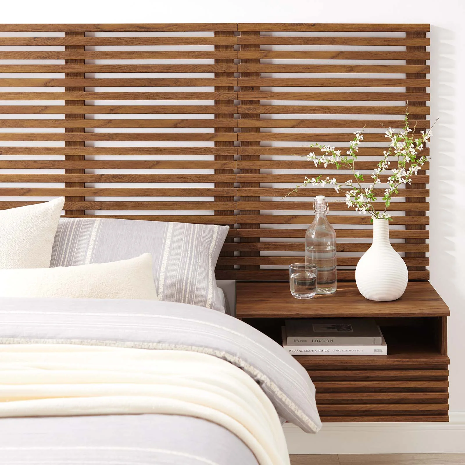 Render Wall Mount Twin Headboard and Modern Nightstands By Modway - MOD-7115 - Image 21