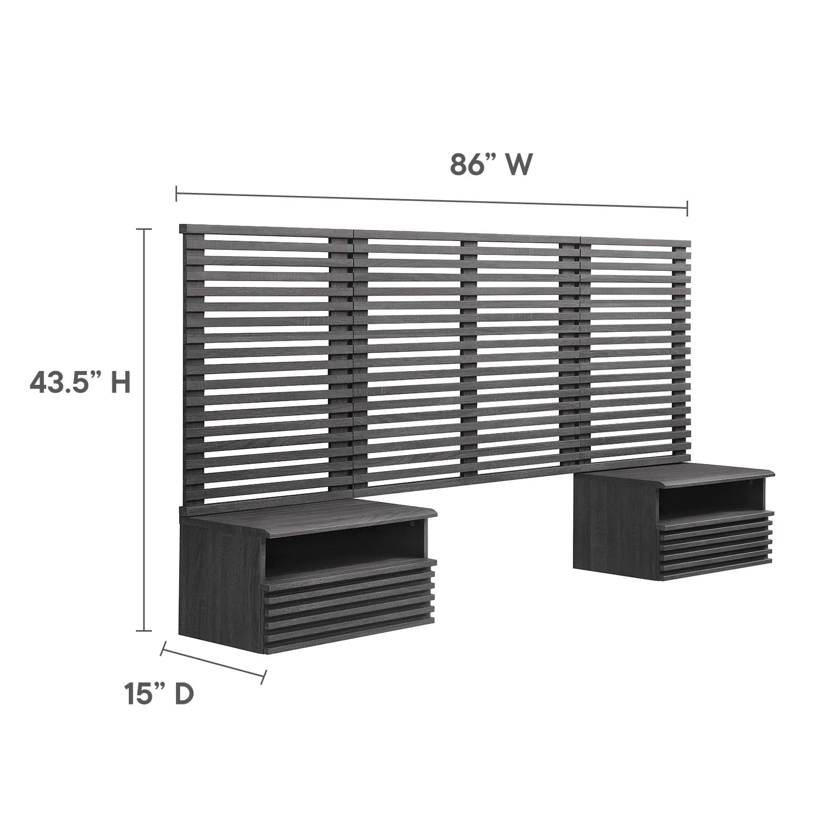 Render Wall Mount Twin Headboard and Modern Nightstands By Modway - MOD-7115 - Image 6