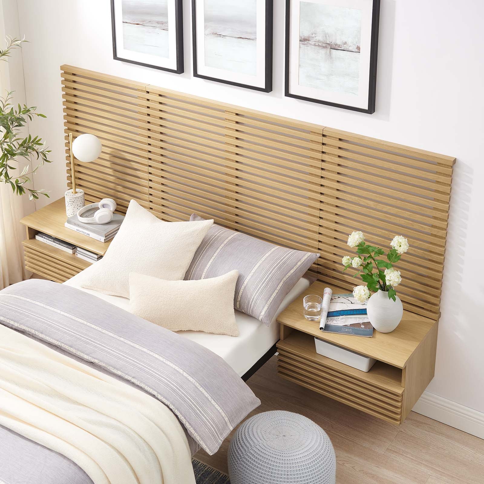 Render Wall Mount Twin Headboard and Modern Nightstands By Modway - MOD-7115 - Image 8