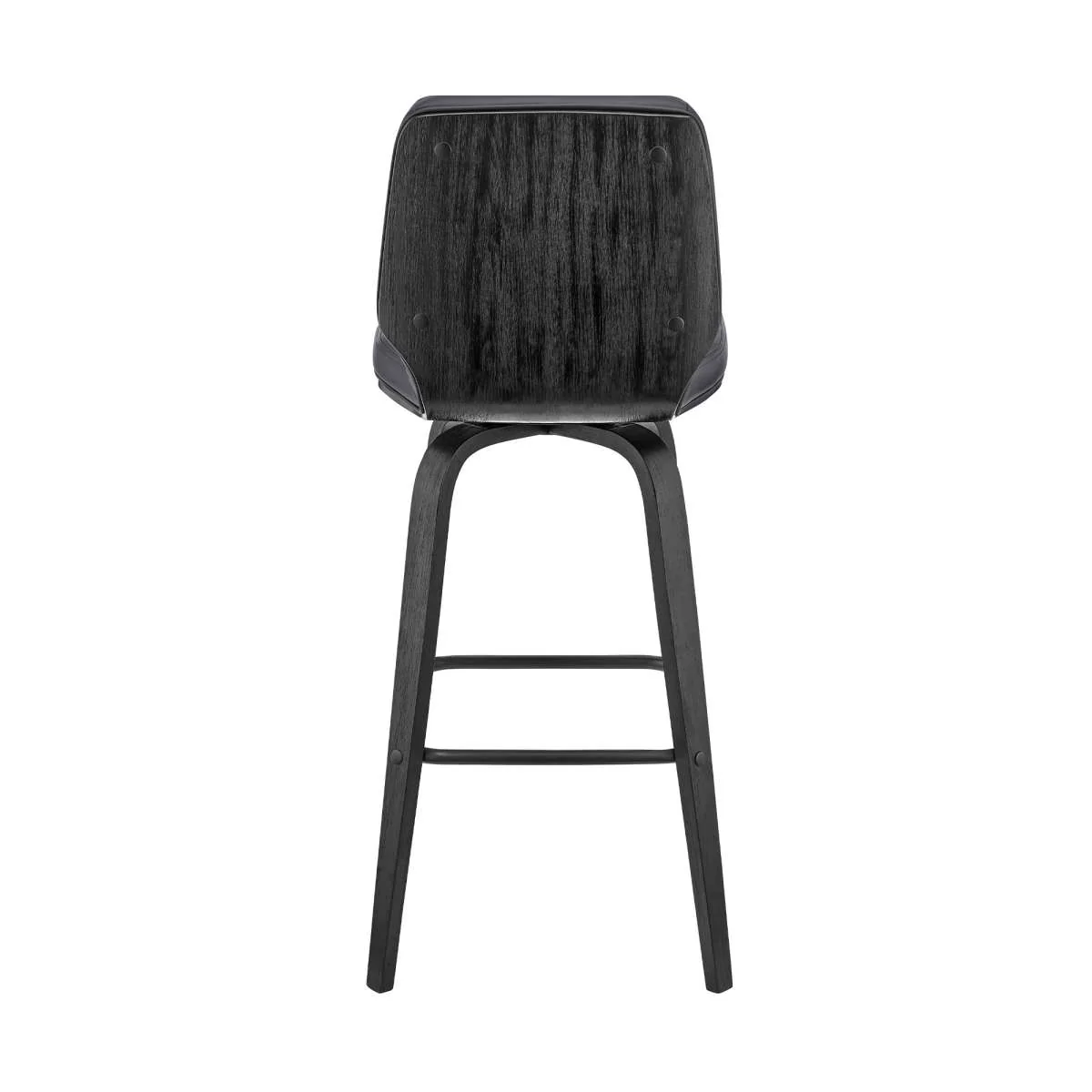Renee 26" Swivel Grey Faux Leather and Black Wood Bar Stool By Armen Living - Image 5