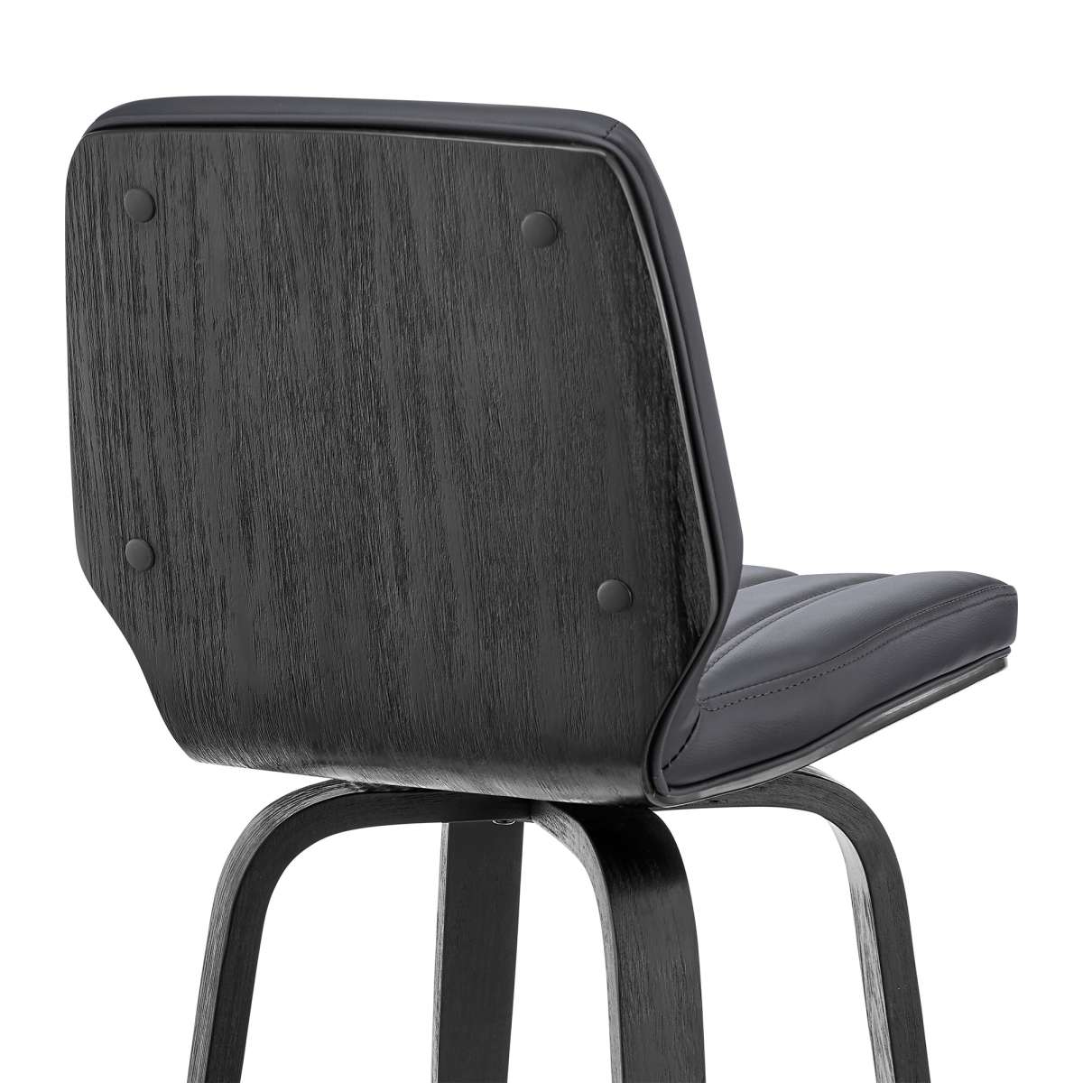 Renee 26" Swivel Grey Faux Leather and Black Wood Bar Stool By Armen Living - Image 7