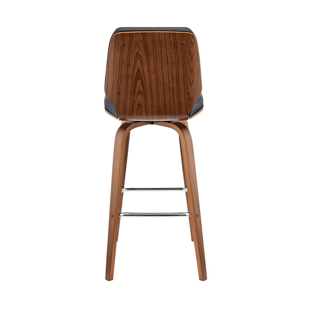 Renee 26" Swivel Grey Faux Leather and Walnut Wood Bar Stool By Armen Living - Image 5
