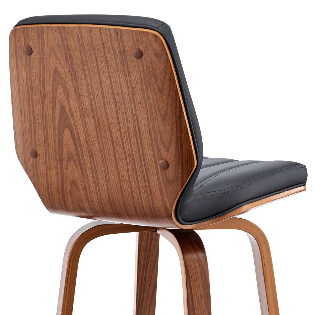 Renee 30" Swivel Grey Faux Leather and Walnut Wood Bar Stool By Armen Living - Image 7