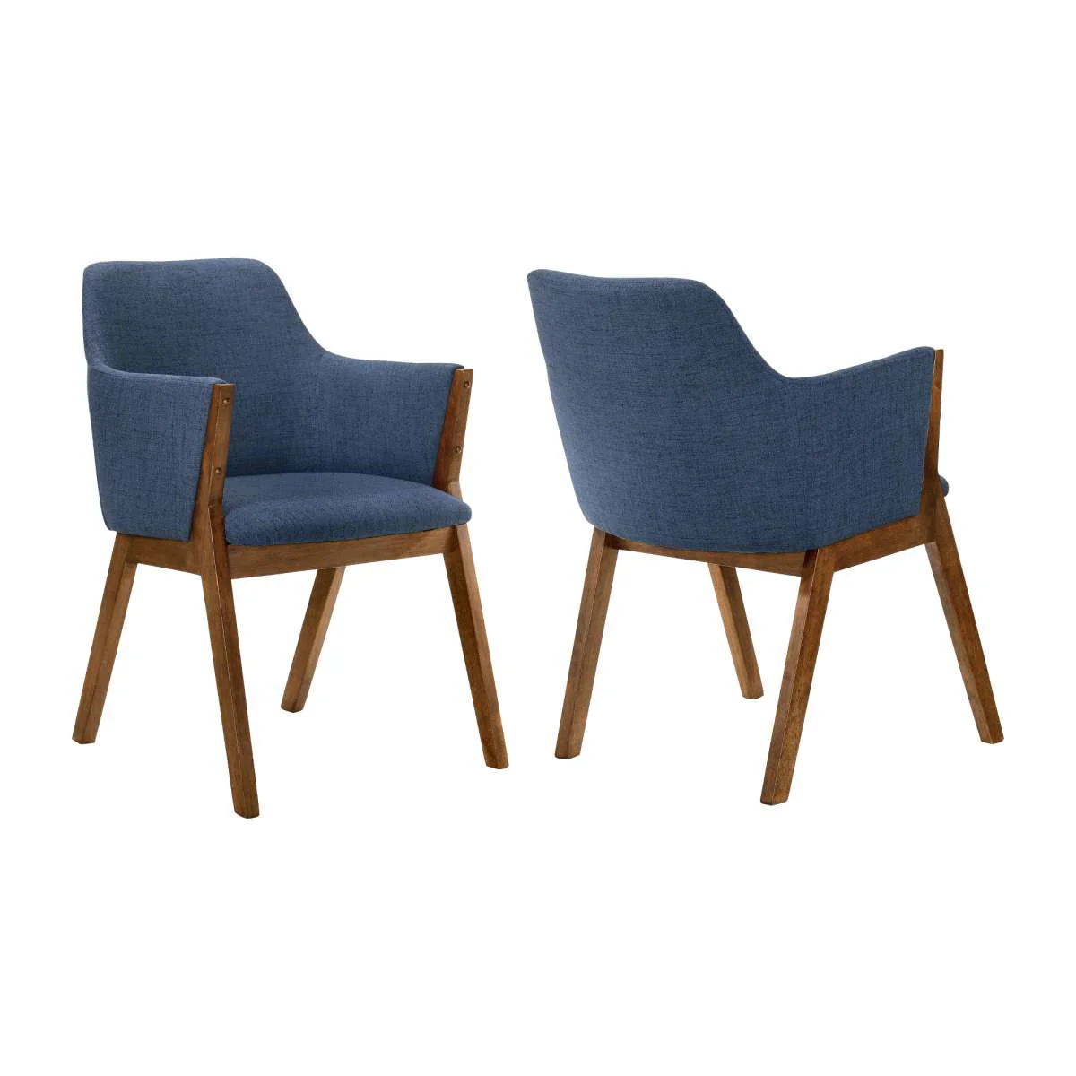 Renzo Blue Fabric and Walnut Wood Dining Side Chairs - Set of 2 By Armen Living - Image 2
