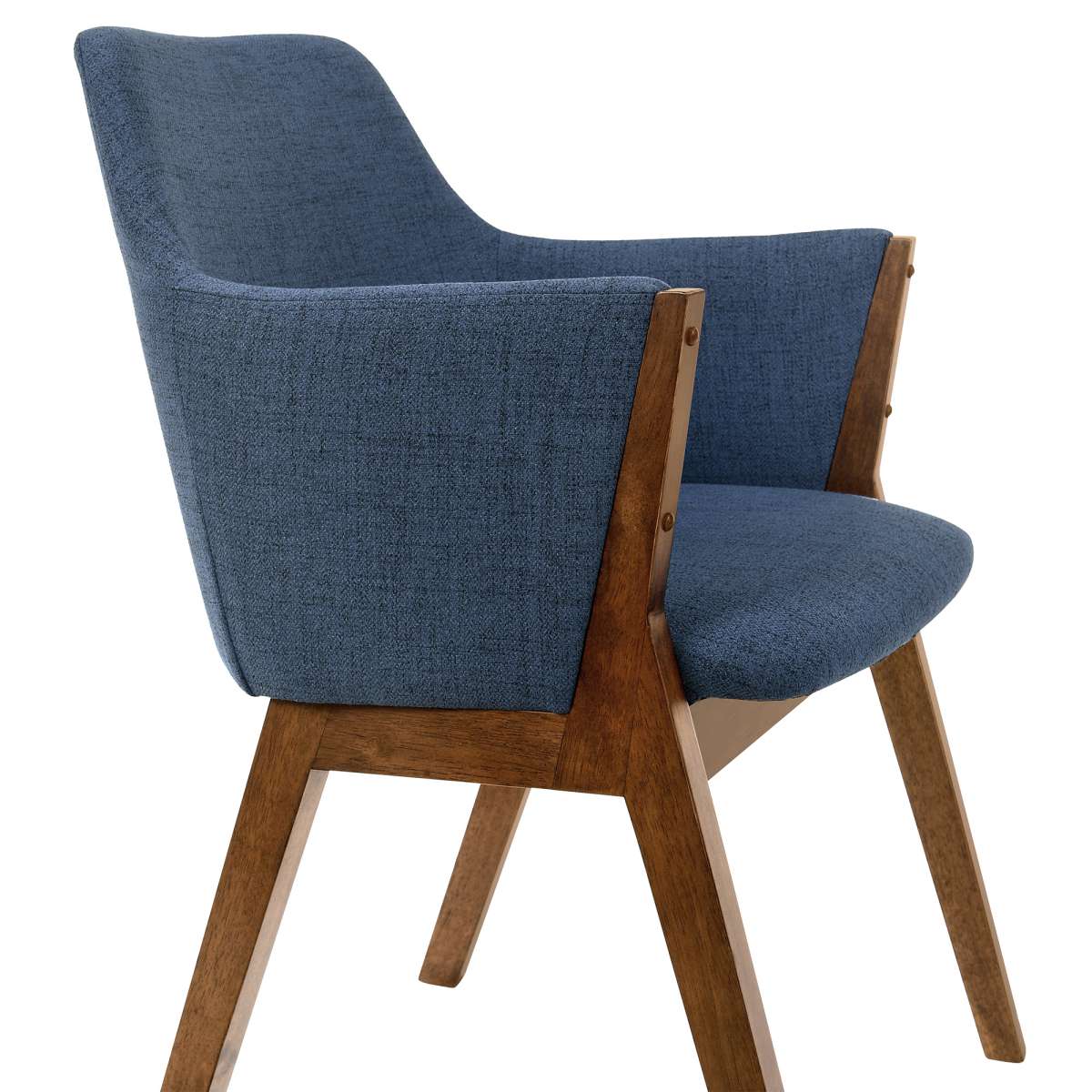 Renzo Blue Fabric and Walnut Wood Dining Side Chairs - Set of 2 By Armen Living - Image 3