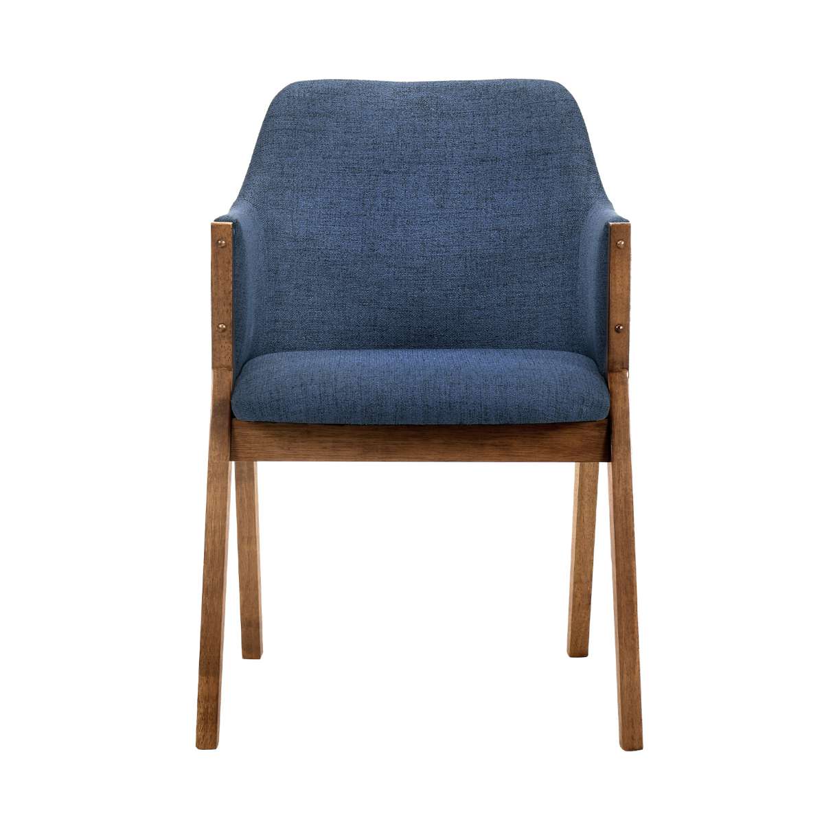 Renzo Blue Fabric and Walnut Wood Dining Side Chairs - Set of 2 By Armen Living - Image 7