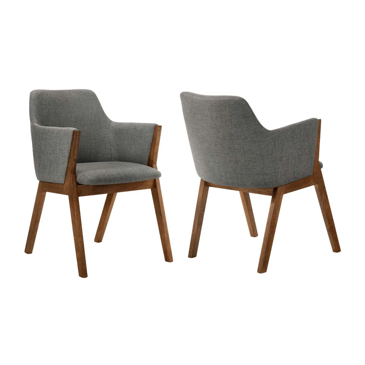 Renzo Charcoal Fabric and Walnut Wood Dining Side Chairs - Set of 2 By Armen Living - Image 2