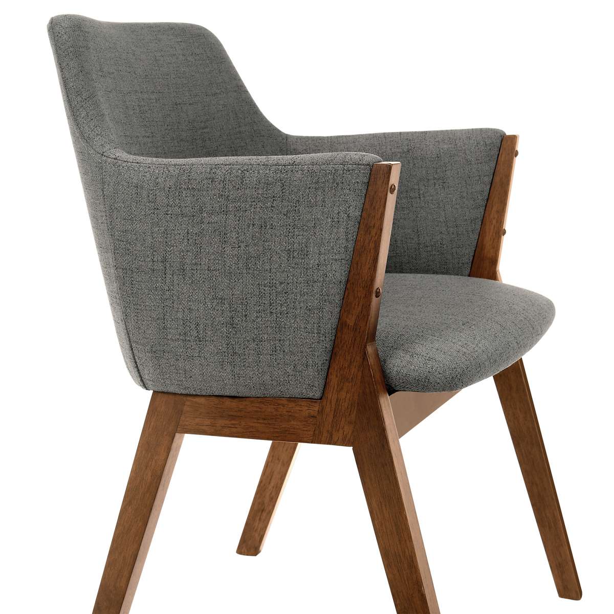 Renzo Charcoal Fabric and Walnut Wood Dining Side Chairs - Set of 2 By Armen Living - Image 6