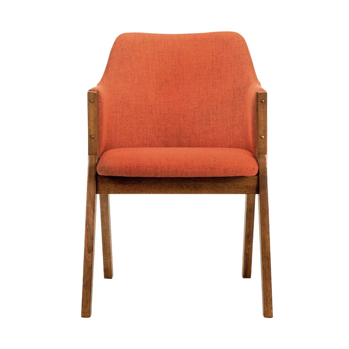 Renzo Orange Fabric and Walnut Wood Dining Side Chairs - Set of 2 By Armen Living - Image 4