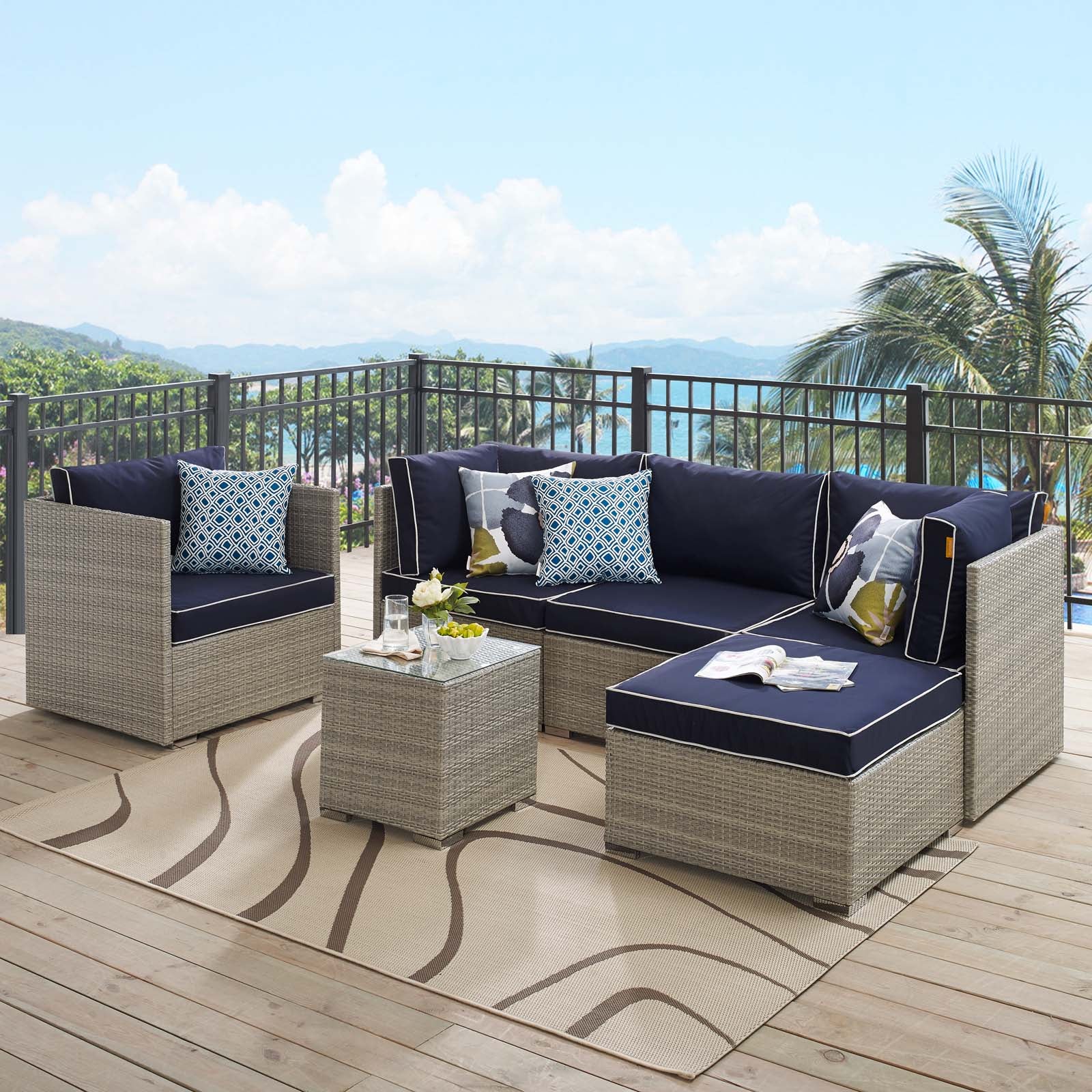 Repose 6 Piece Outdoor Patio Sectional Set By Modway - EEI-3014 - Image 28