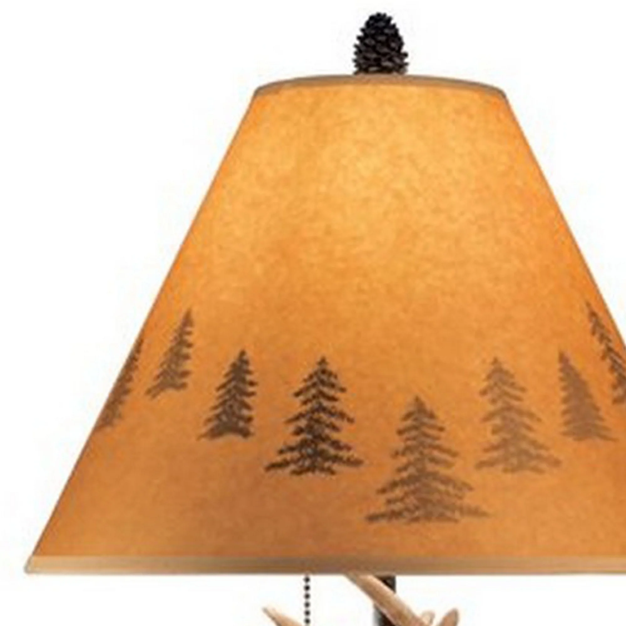 Resin Body Table Lamp With Antler And Pinecone Design Set Of 2 Brown By Benzara - Image 3
