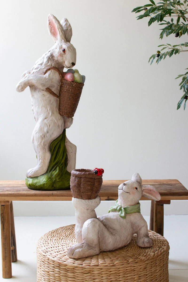 Resin Easter Bunny - Basket With Eggs By Kalalou - Image 2