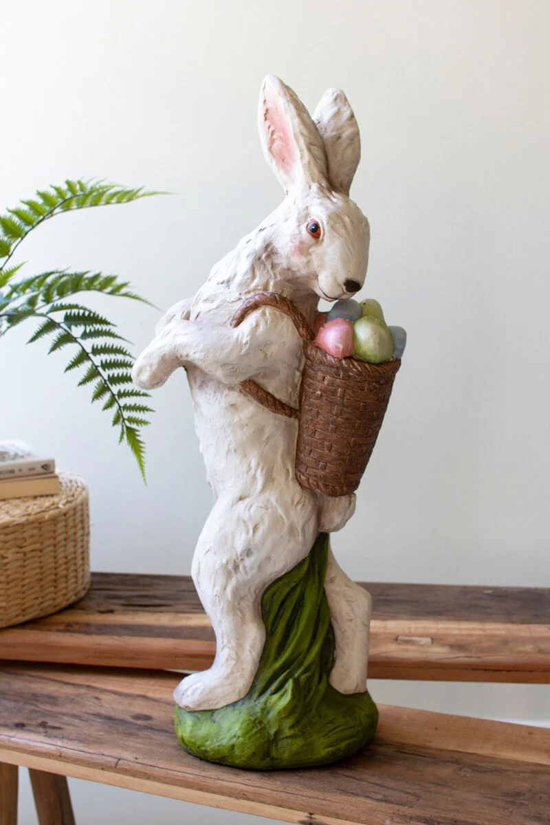 Resin Easter Bunny - Basket With Eggs By Kalalou - Image 4