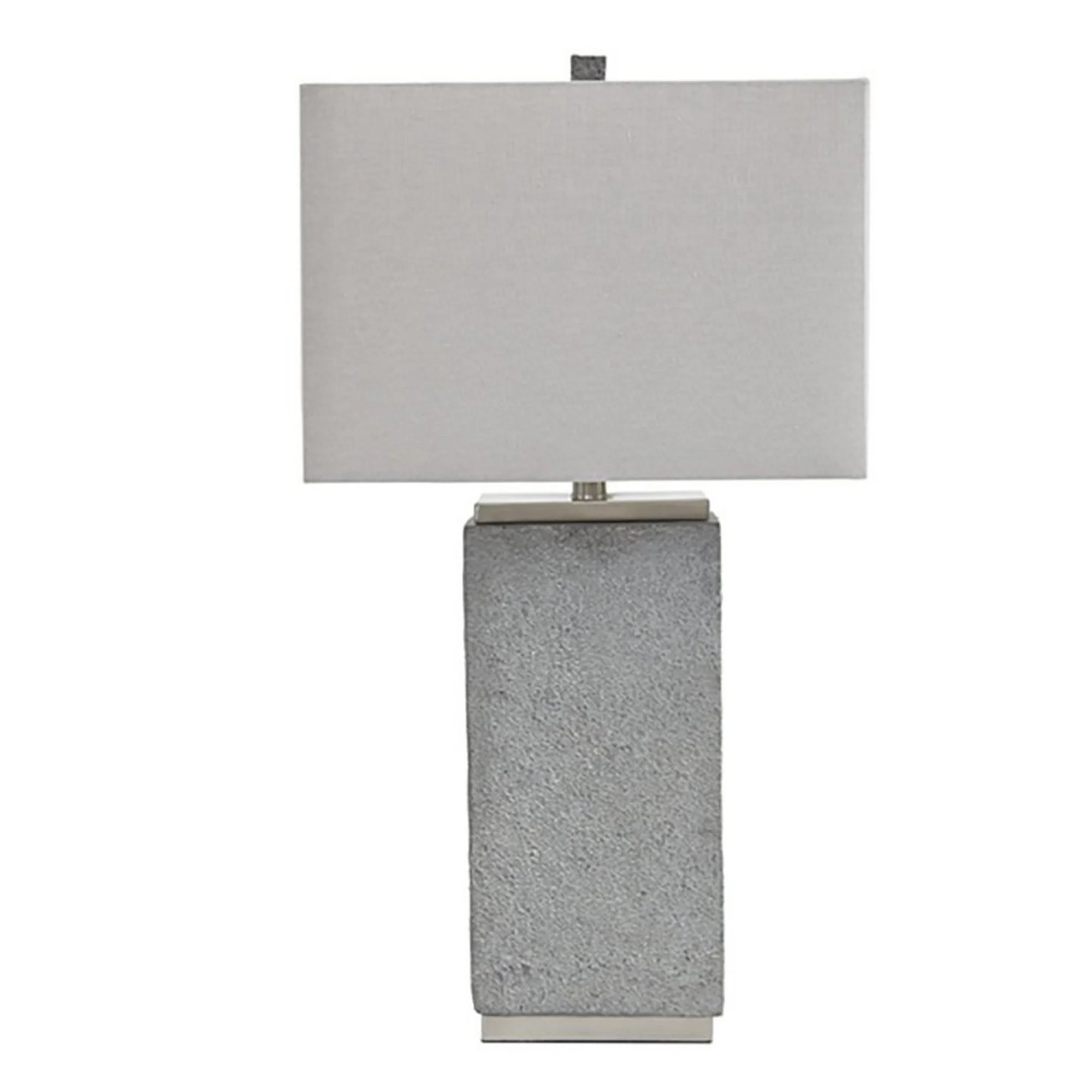 Resin Table Lamp With Faux Concrete Finish And Hardback ShadeSet Of 2Gray By Benzara - Image 2