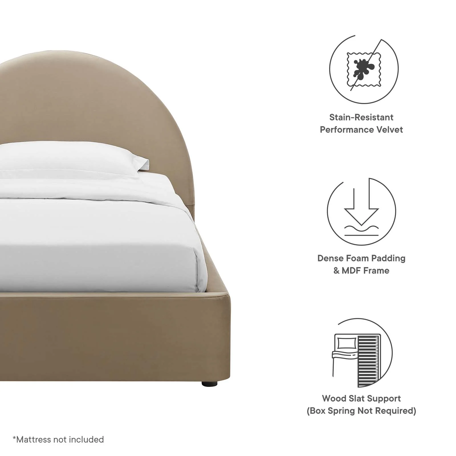 Resort Performance Velvet Arched Round Twin Platform Bed By Modway - MOD-7129 - Image 15