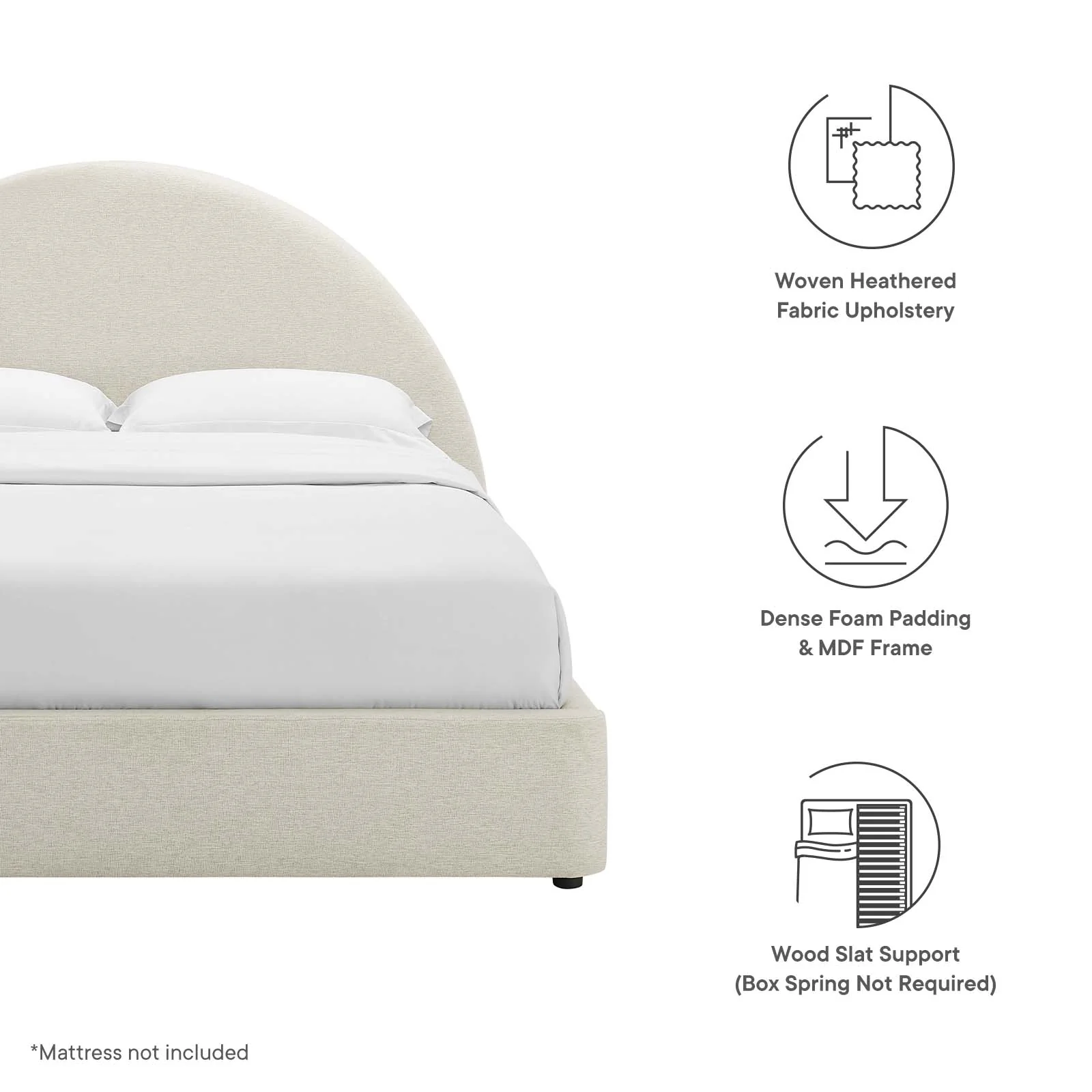 Resort Upholstered Fabric Arched Round Queen Platform Bed By Modway - MOD-7132 - Image 7