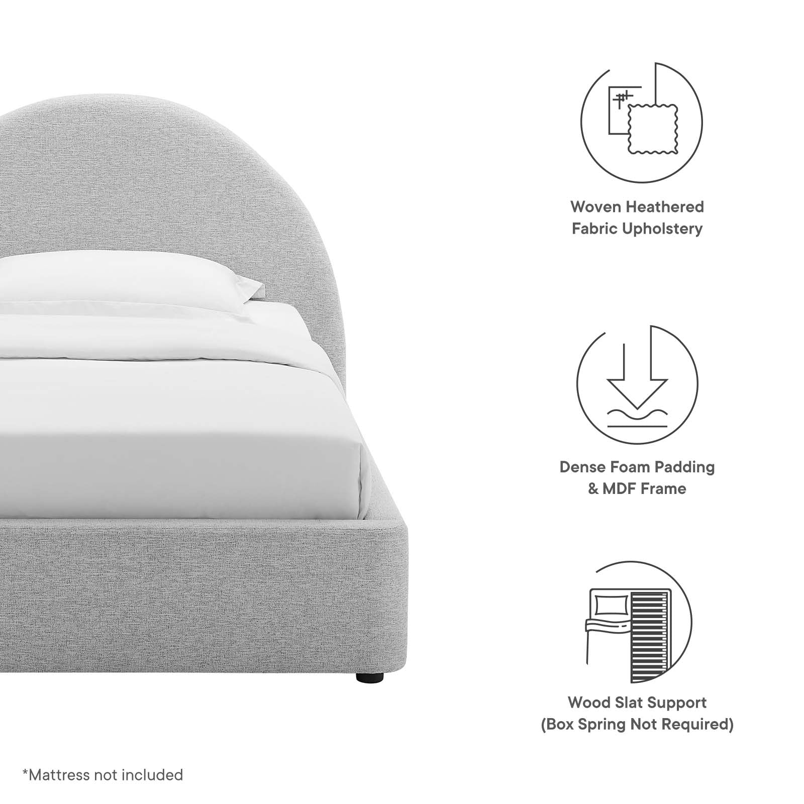 Resort Upholstered Fabric Arched Round Twin Platform Bed By Modway - MOD-7128 - Image 15
