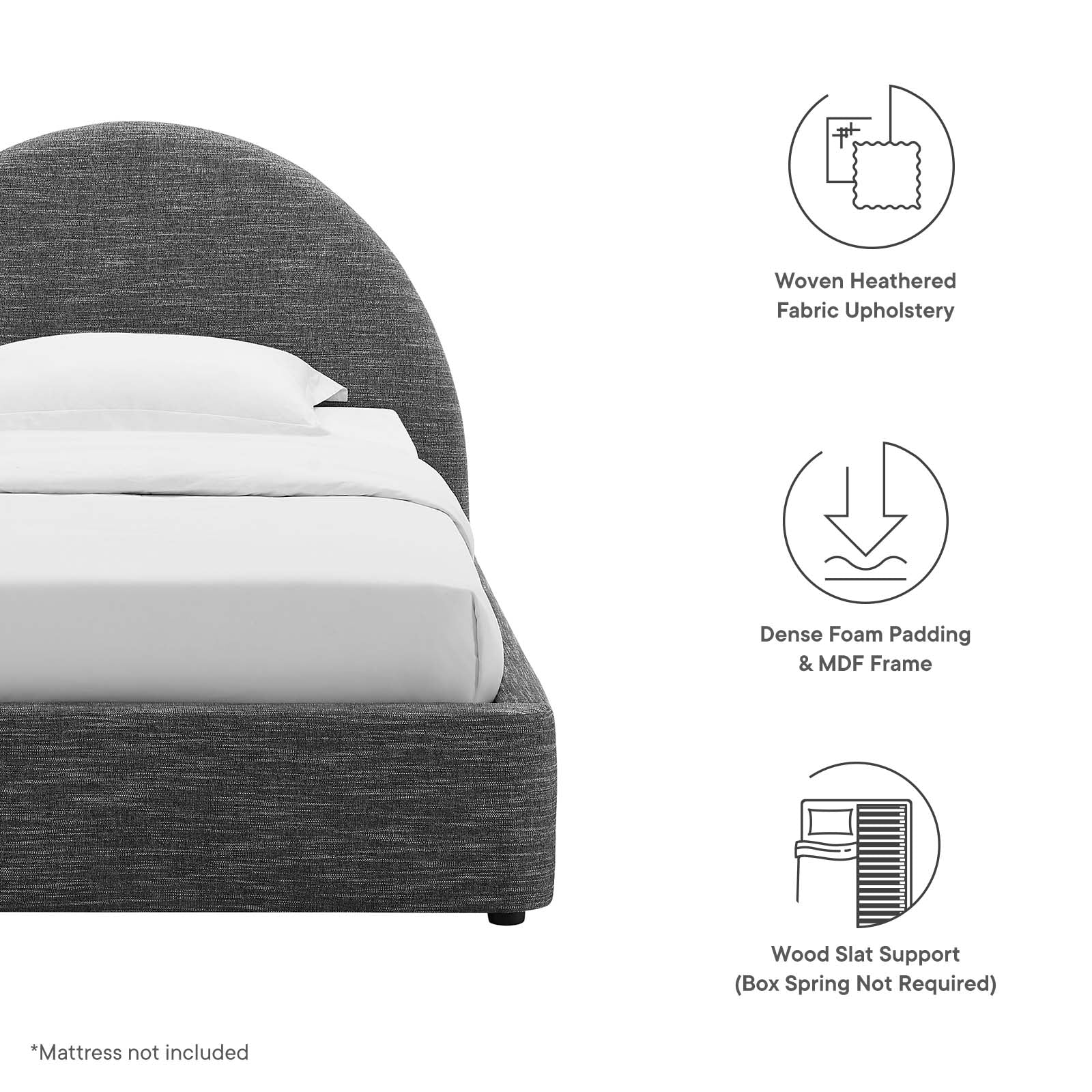 Resort Upholstered Fabric Arched Round Twin Platform Bed By Modway - MOD-7128 - Image 23