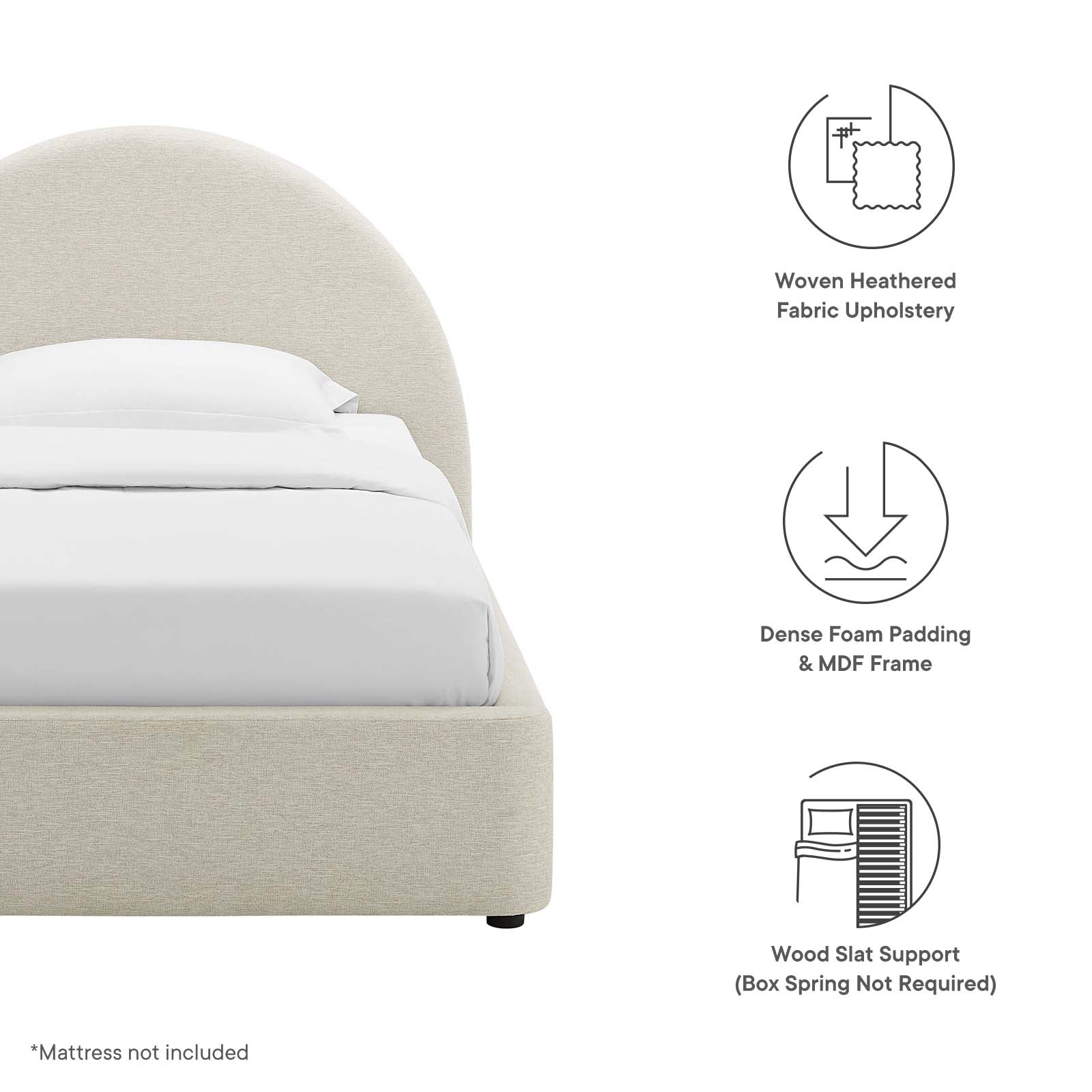 Resort Upholstered Fabric Arched Round Twin Platform Bed By Modway - MOD-7128 - Image 7