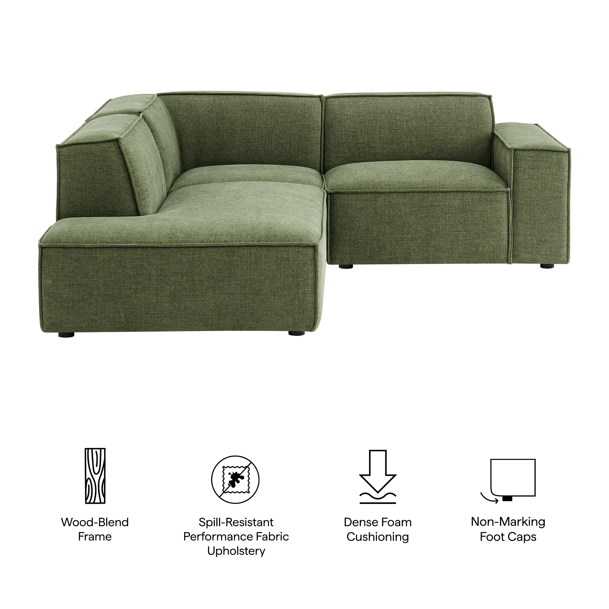Restore 3-Piece Performance Fabric Upholstered Modular L-Shaped Sectional Sofa by Modway - Image 18